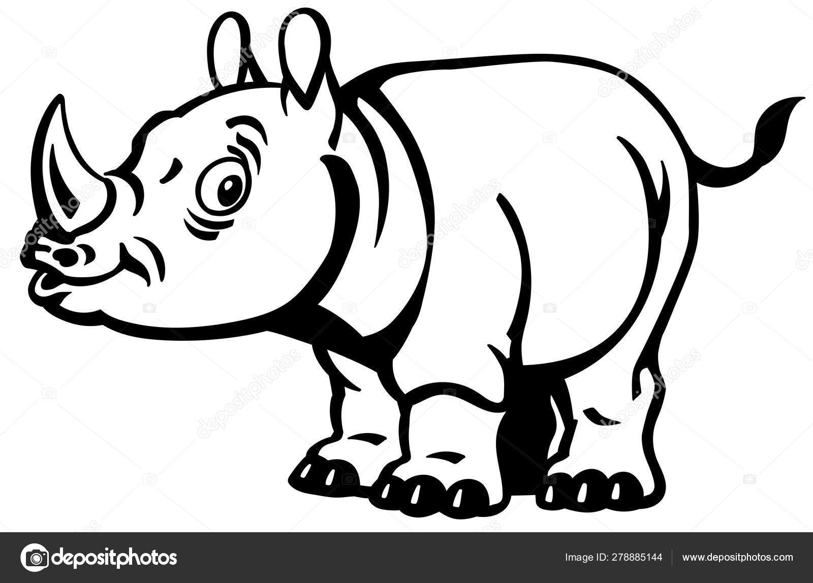 Носорог контур белый
