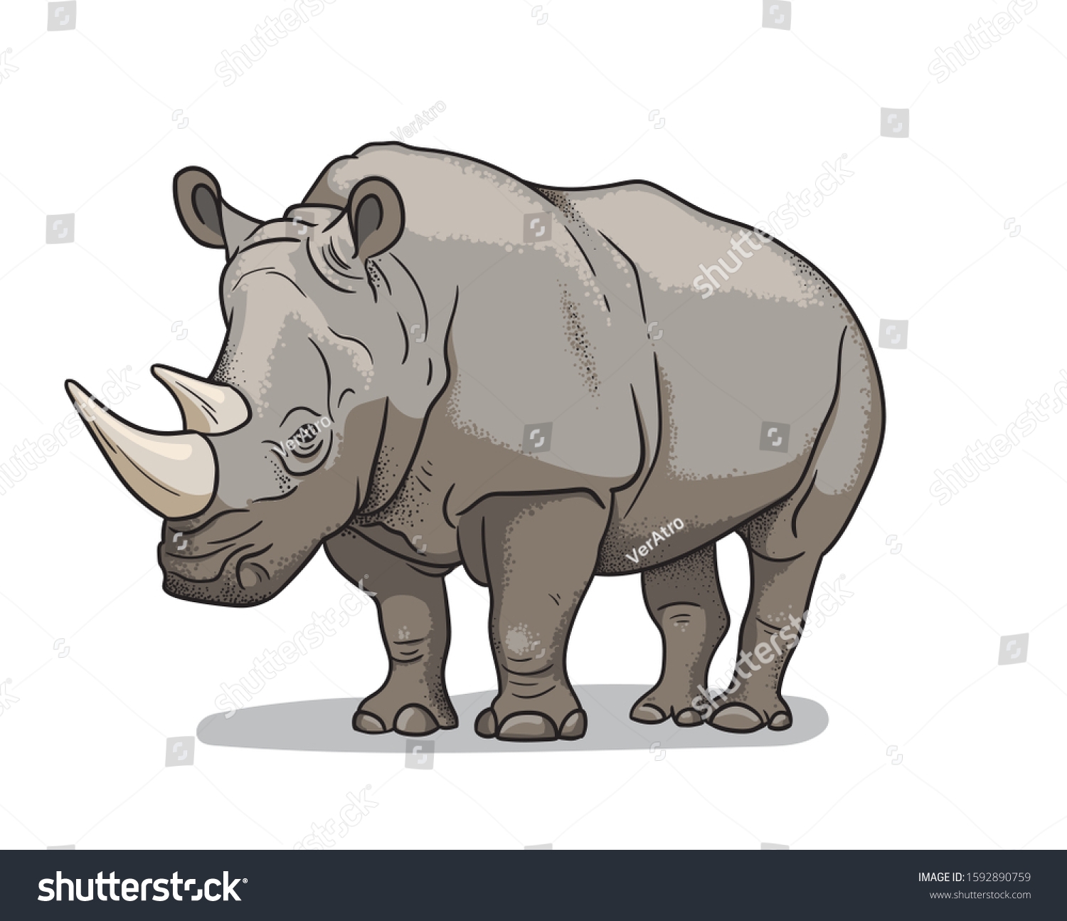 Носорог мультяшный детский без фона