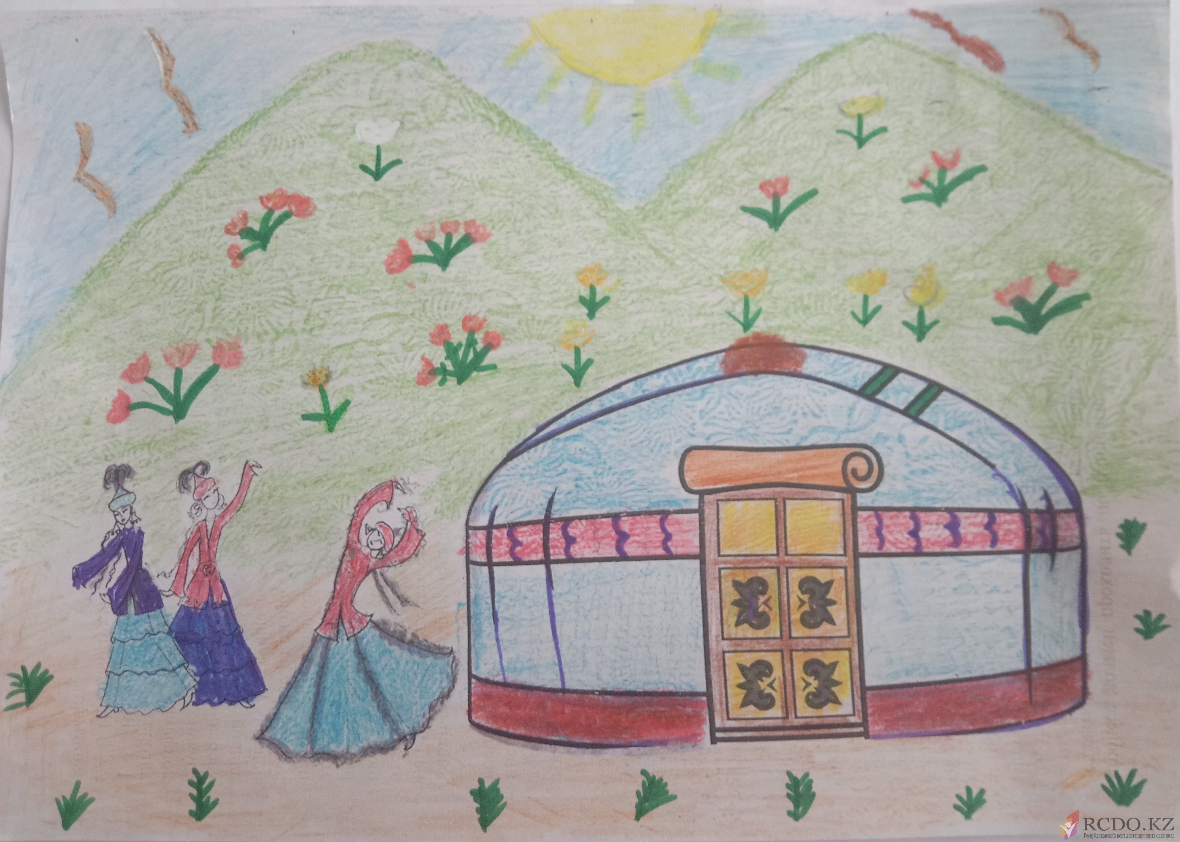 Традиции казахов рисунок легкий дом