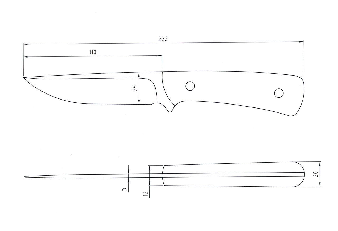 Эскизы ножей для самостоятельного изготовления с размерами в натуральную