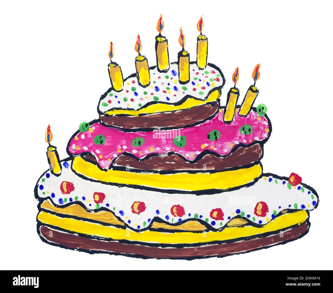Именинный торт с днем рождения рисунок