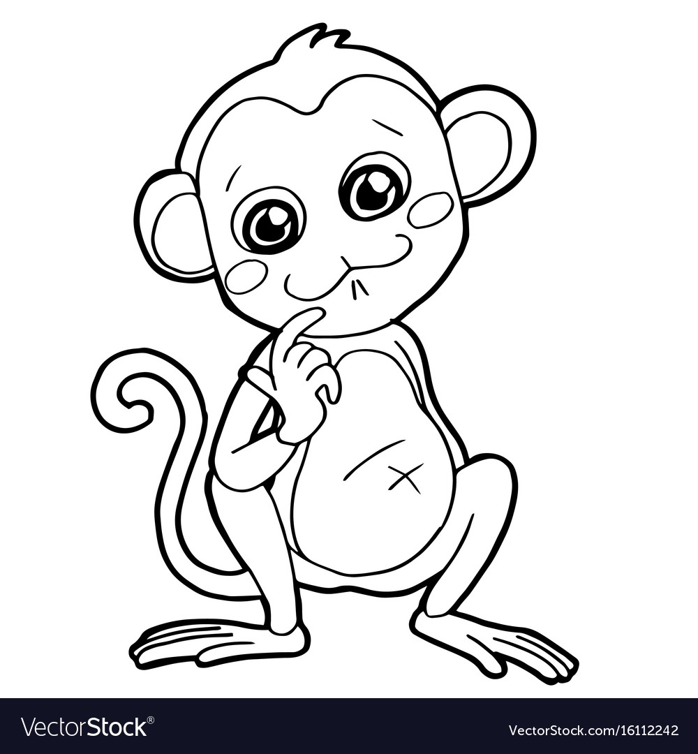 Раскраска обезьяна маленькая маленькая