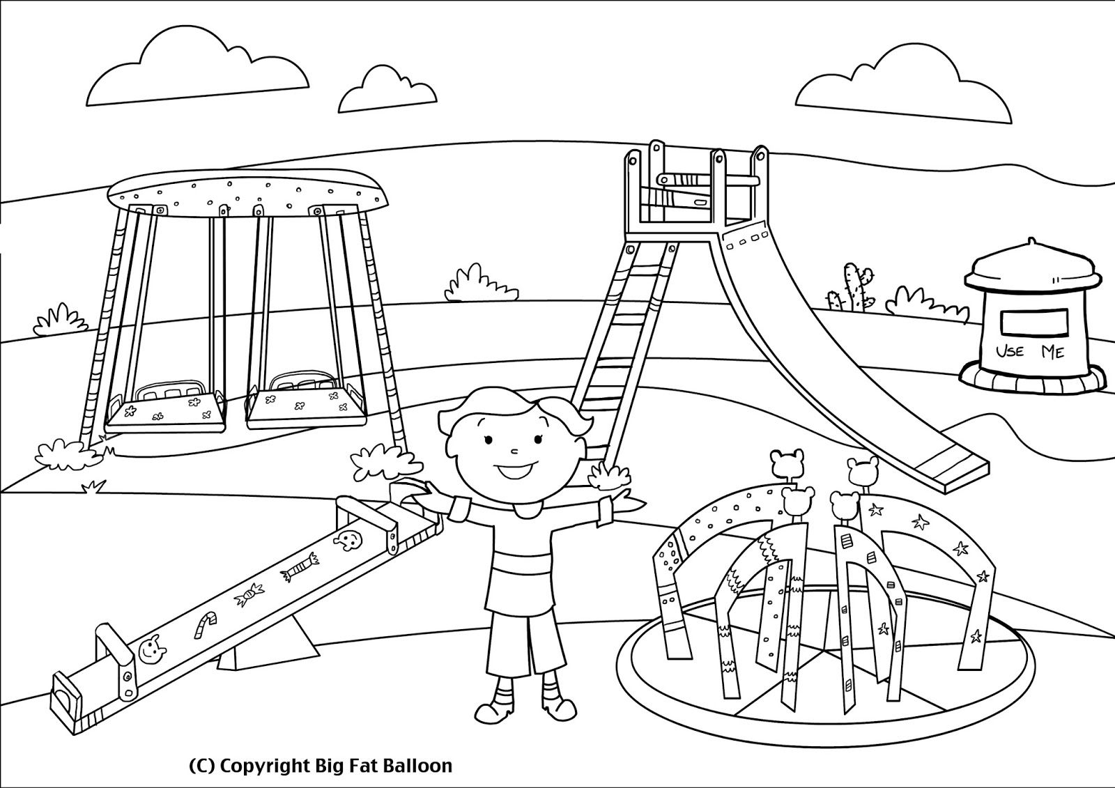 Рисунок раскраска детская площадка