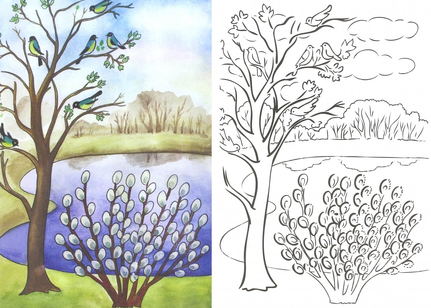 Рисунки для срисовки на тему весна - 53 фото