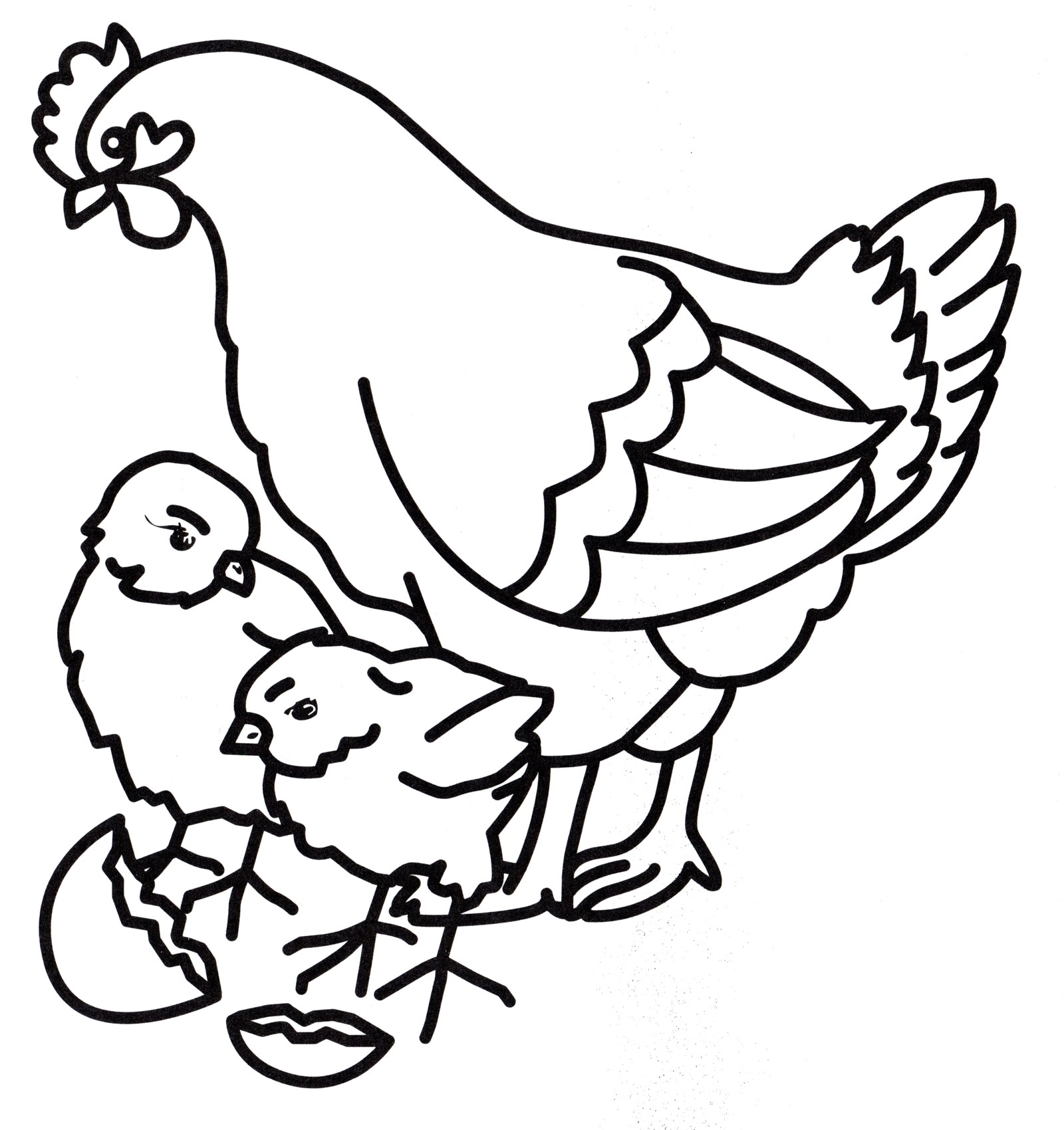 Курочка с цыплятами рисунок