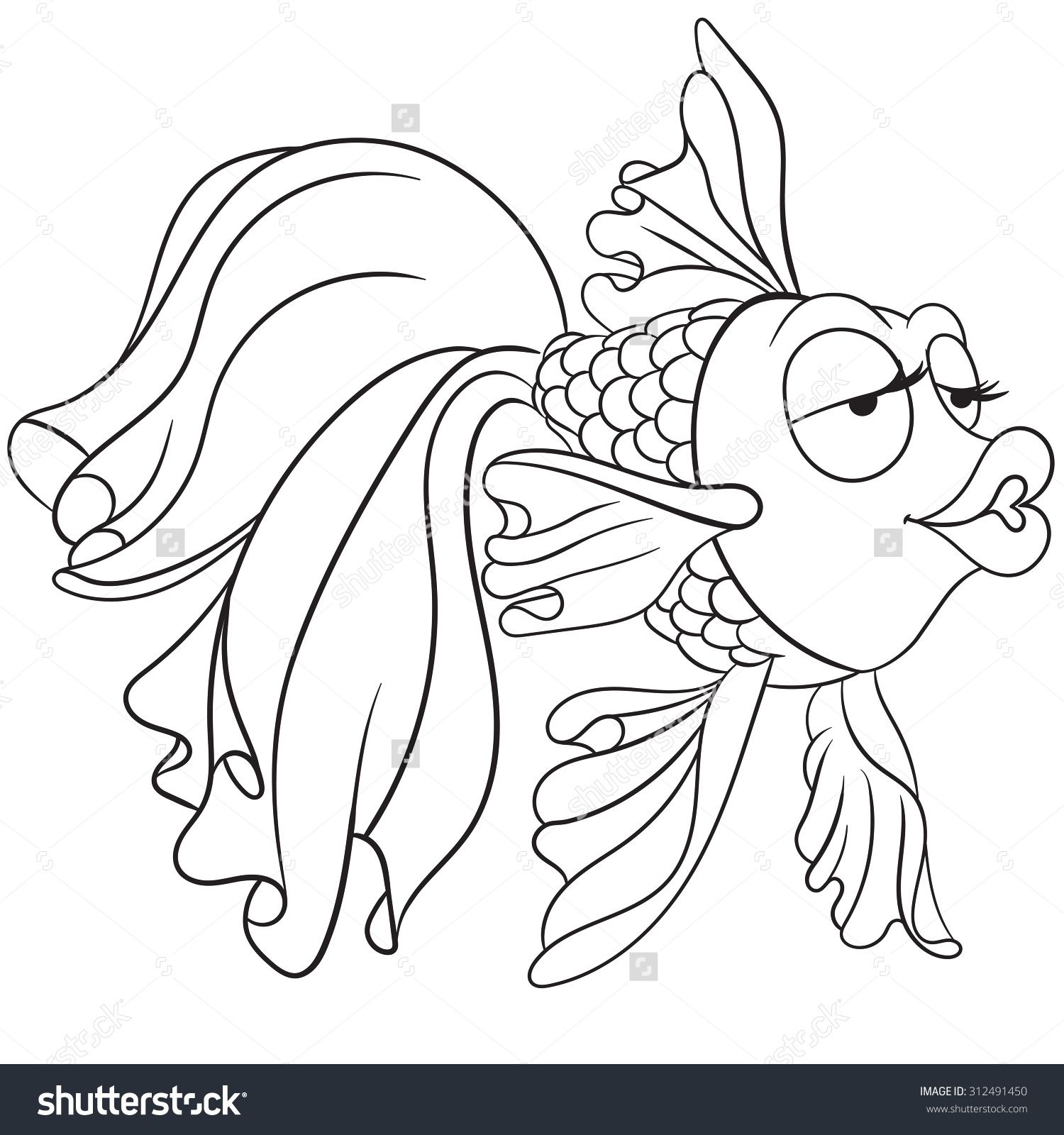Рыбка с короной раскраска