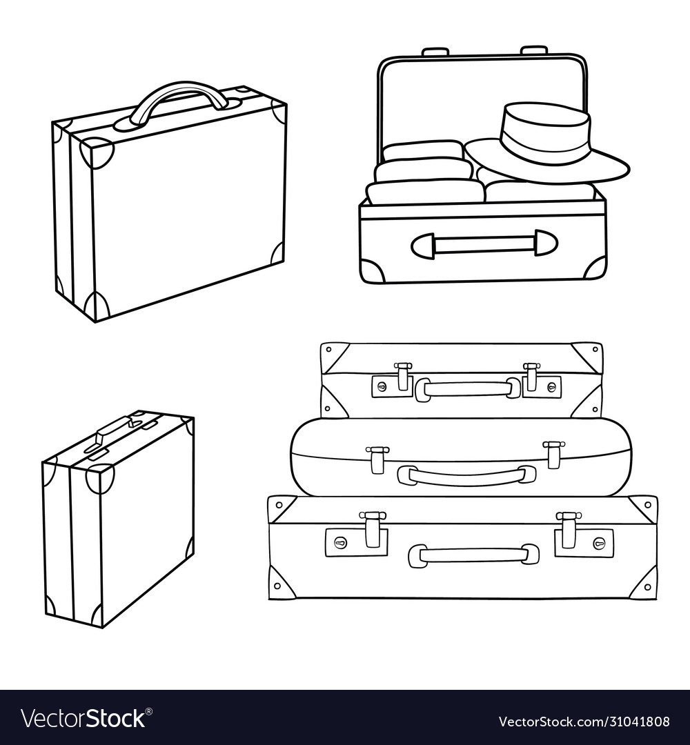 Винтажный чемодан рисунок карандашом