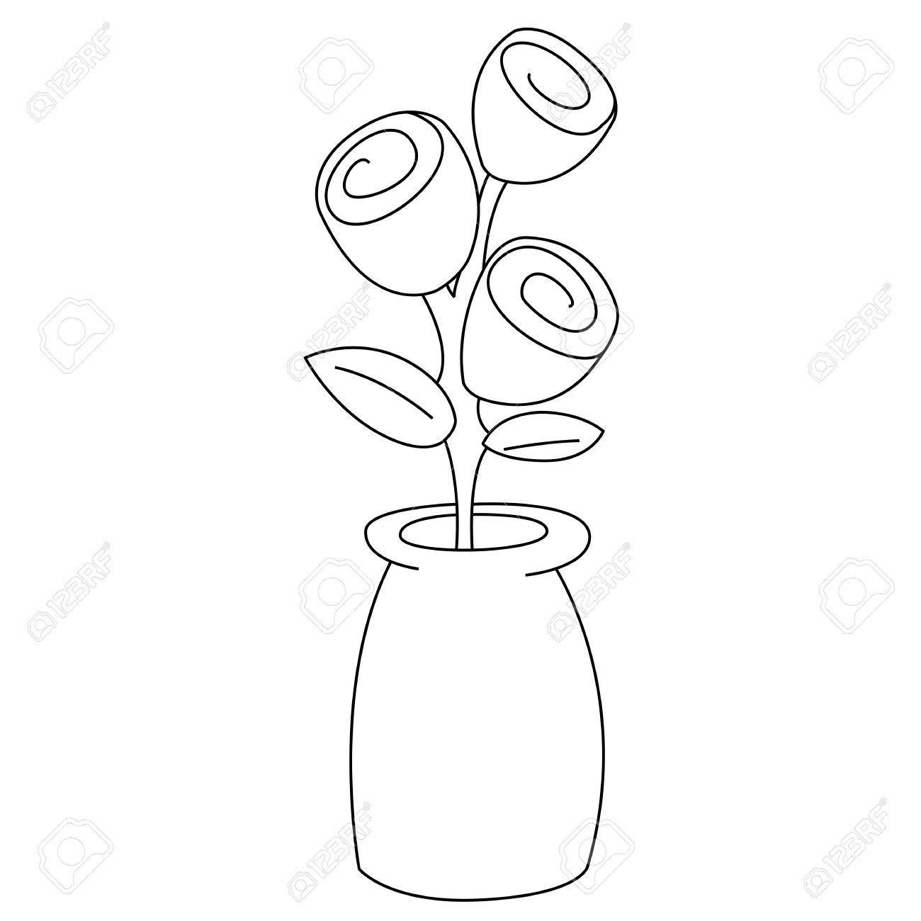 Раскраска ваза с ветками