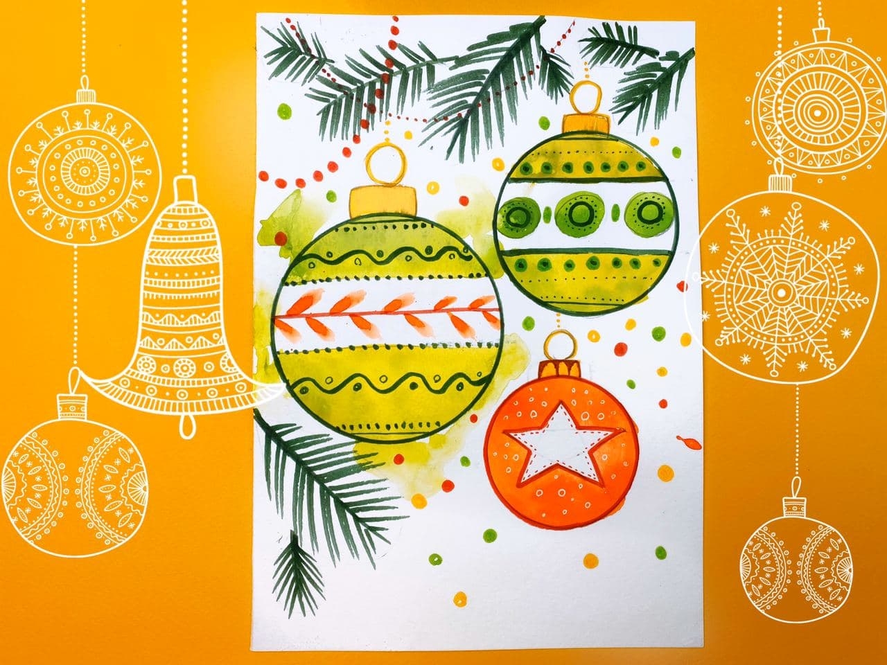 Новогодние открытки для рисования детям
