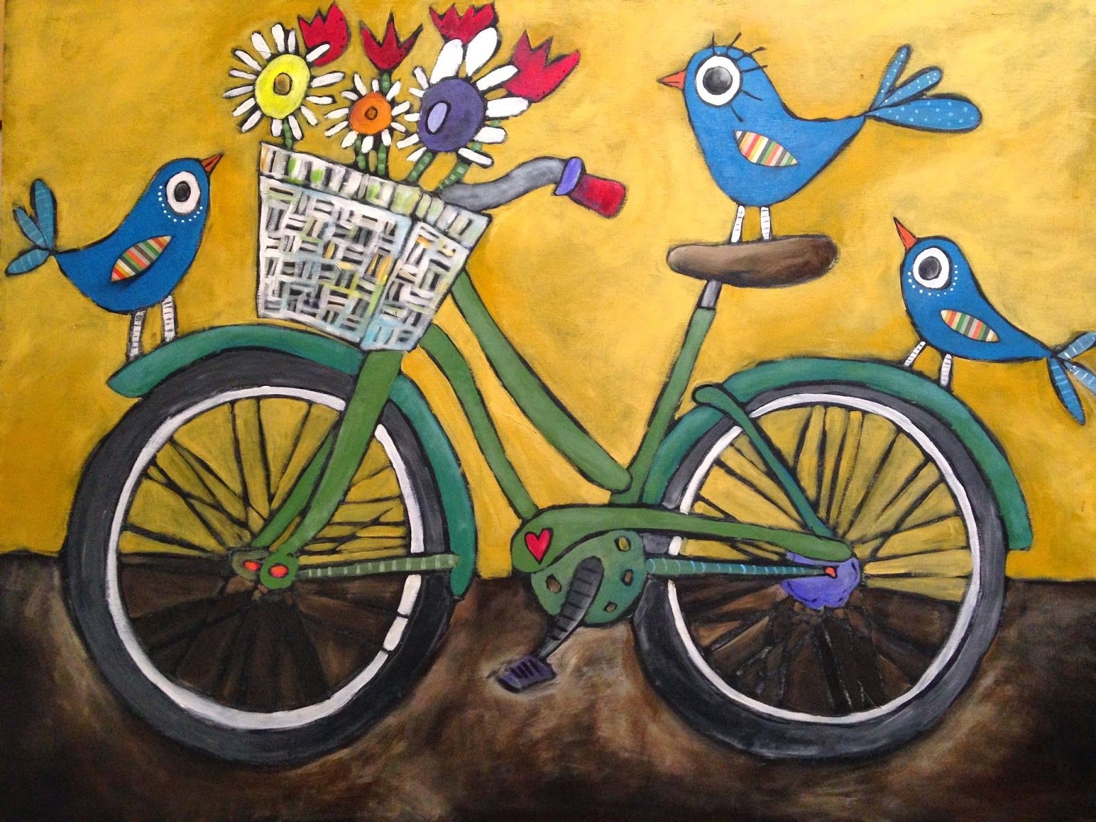 Велосипед рисунок красками