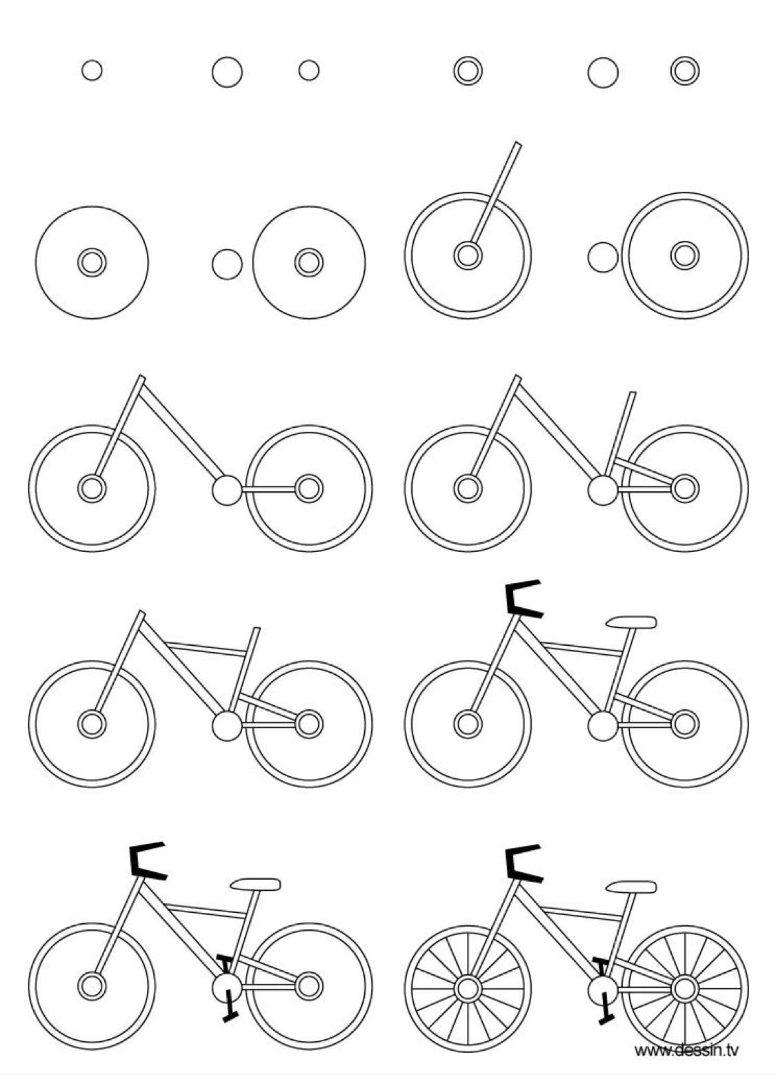 Поэтапное рисование велосипеда