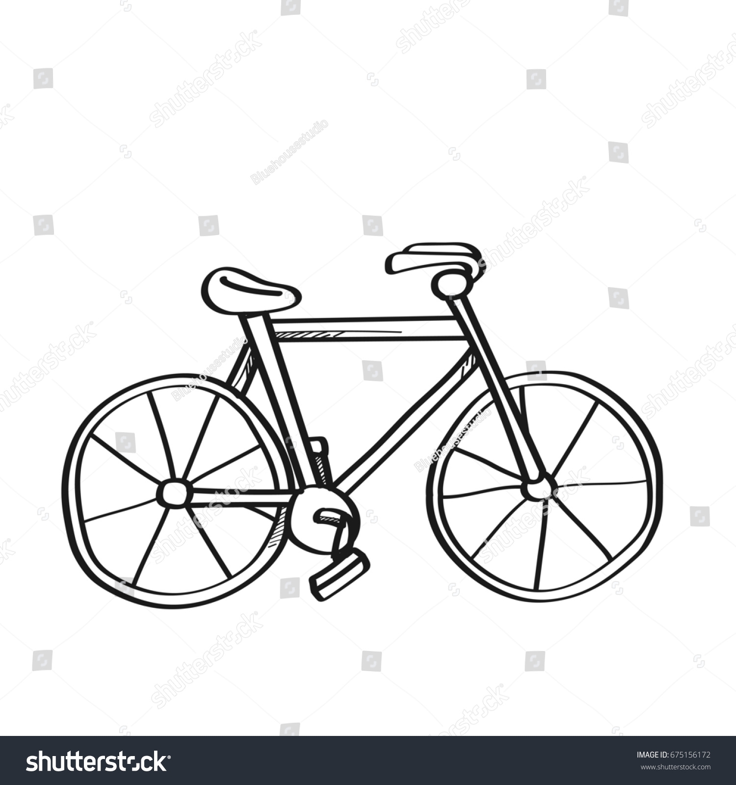 Велосипед черный контур вид спереди с корзинкой