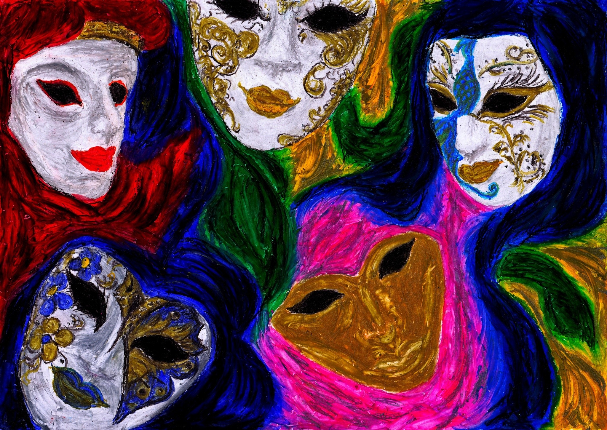 Театральная маска красками