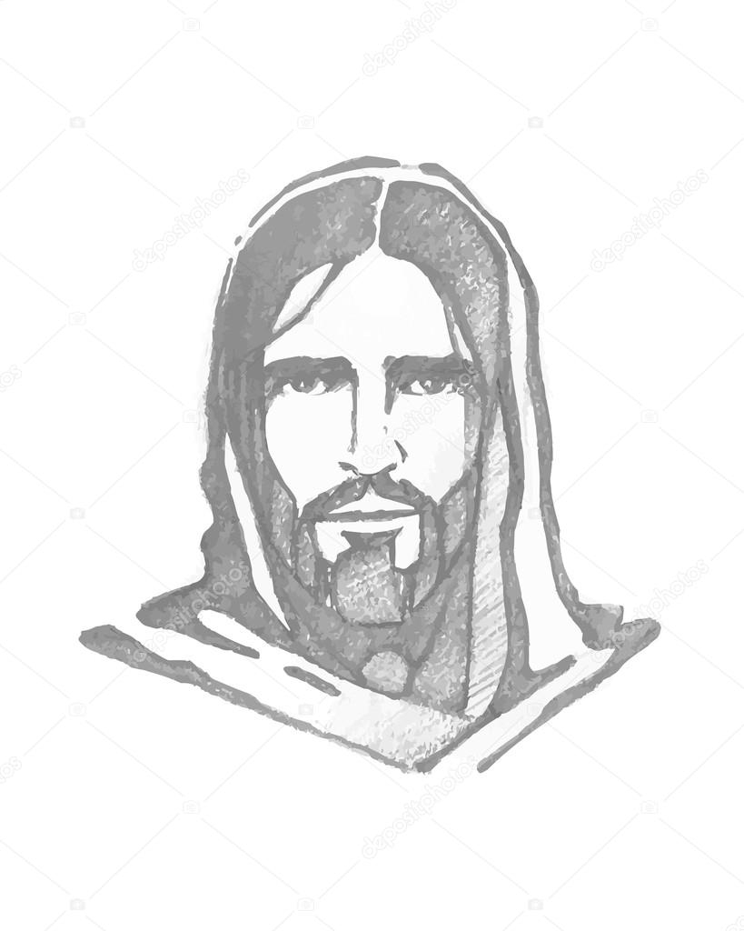 Силуэтный профиль Христа лицо Иисуса
