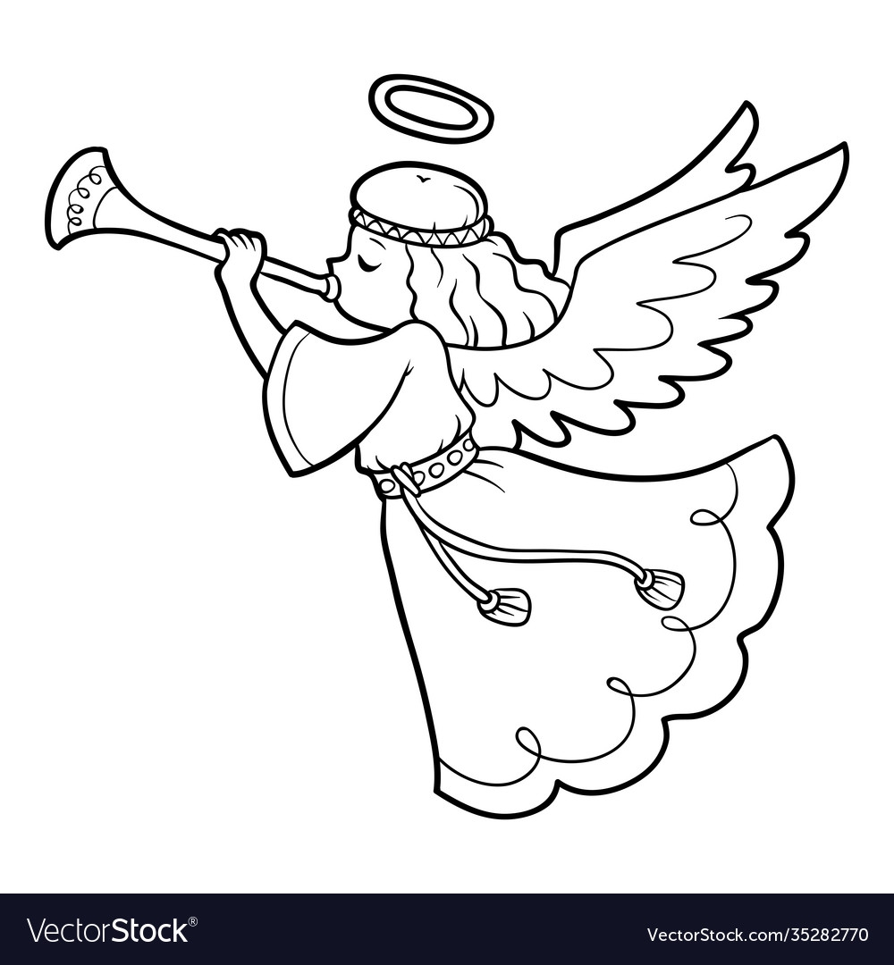 Ангел с трубой раскраска