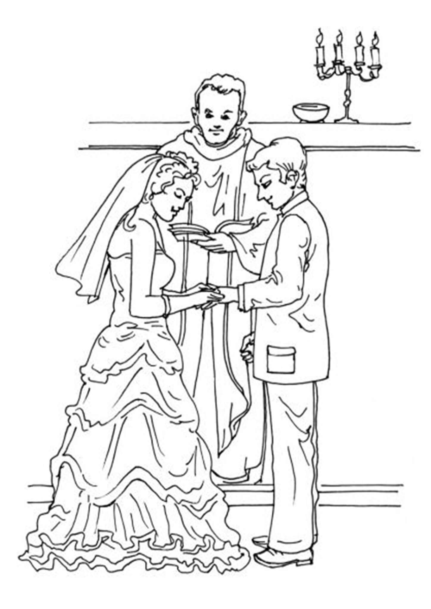Раскраска свадьба русалочки Ариэль и принца Эрика