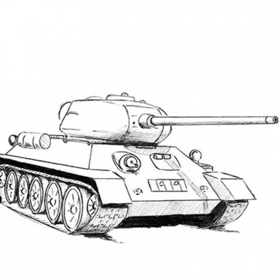 Нарисовать танк т 34 спереди