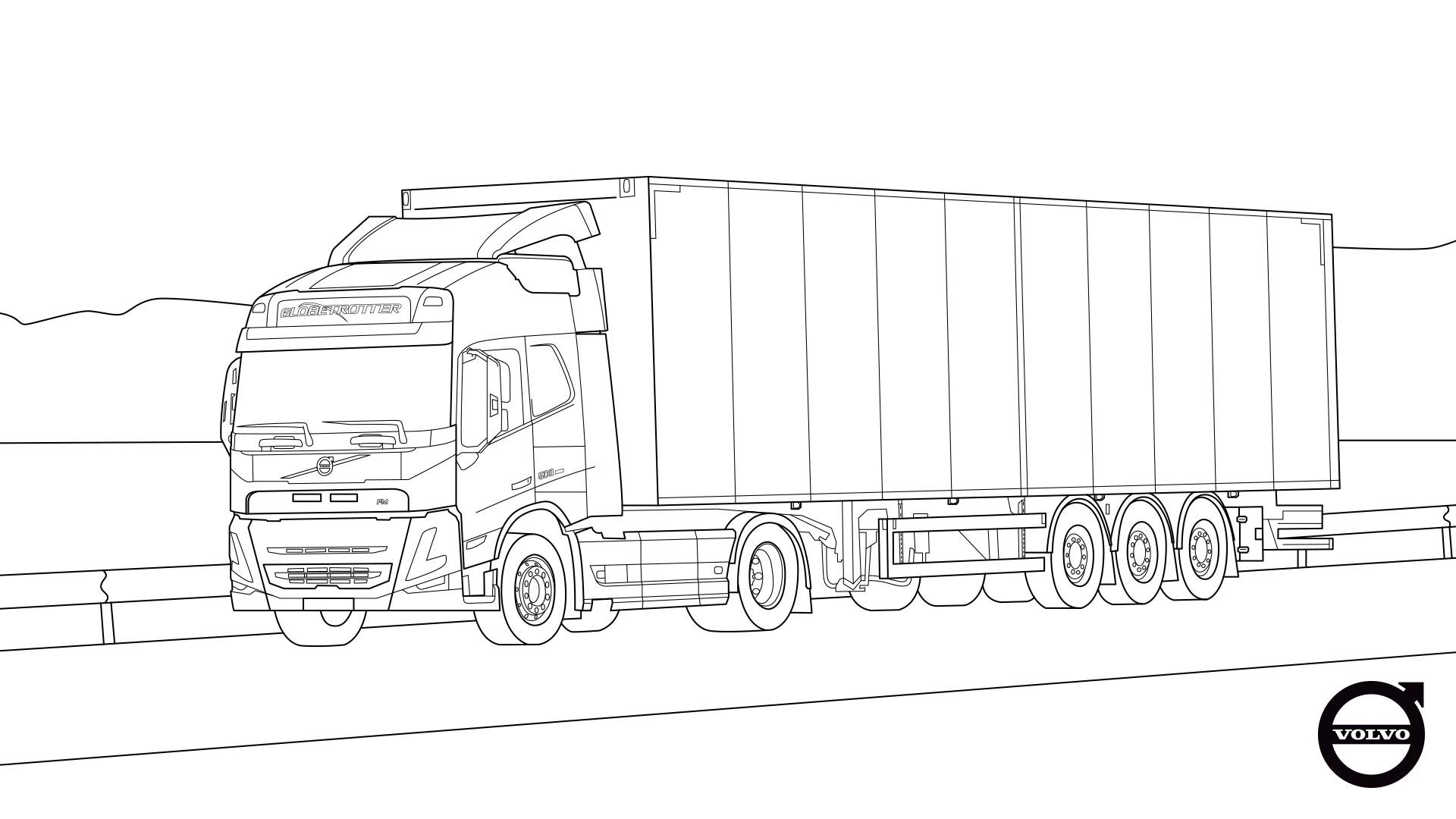 Раскраска грузовик Вольво fh12