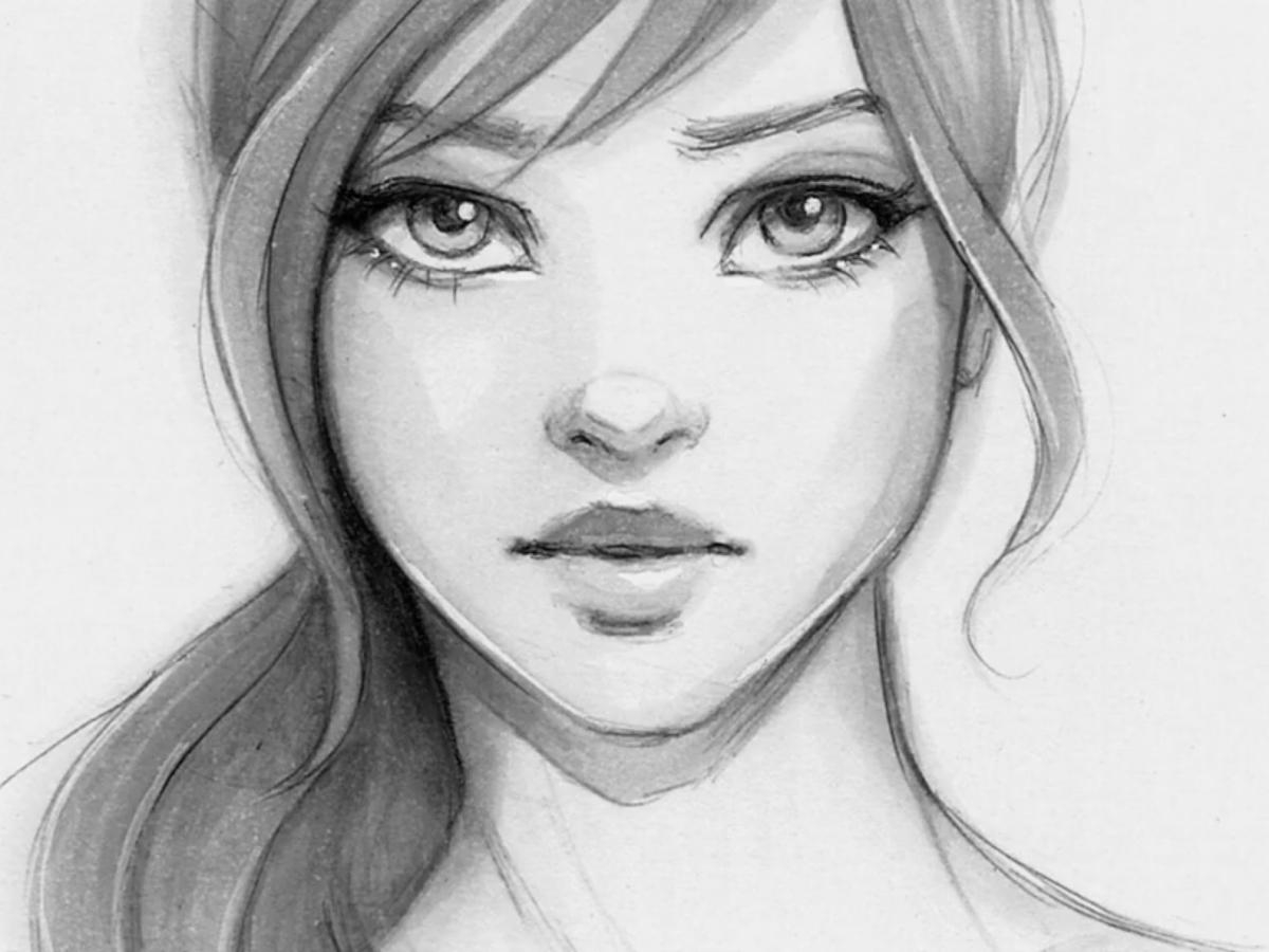 Портрет девушки карандашом для срисовки