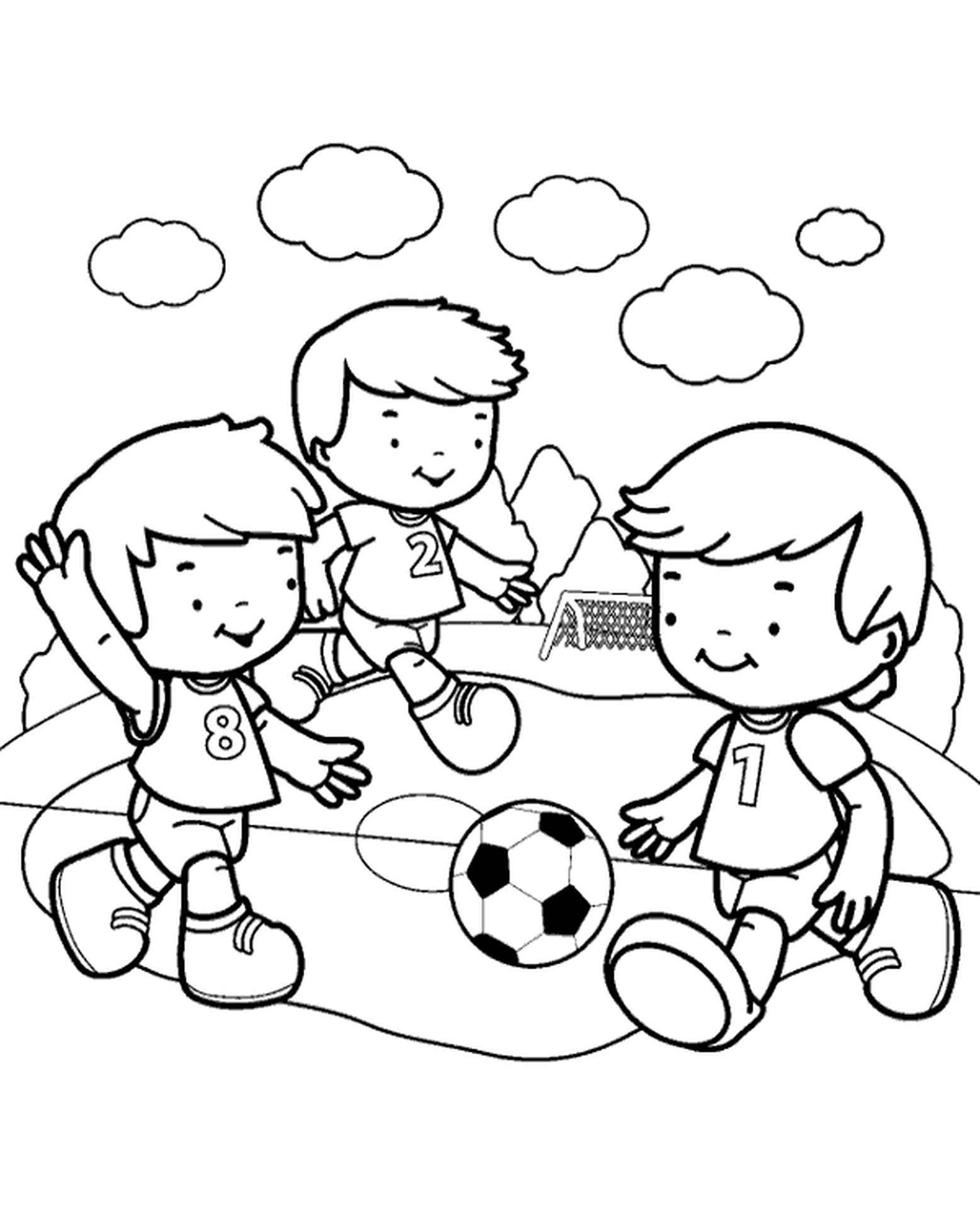 Раскраска на тему игра в футбол для детей