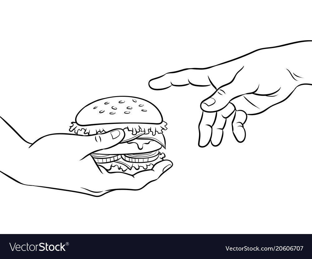 Бургер нарисованный с руками