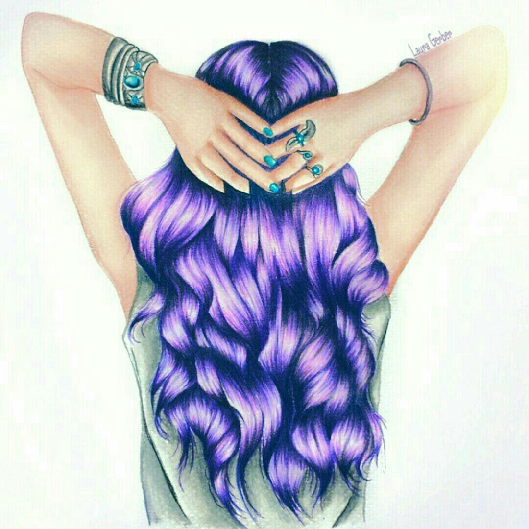 Фиолетовые Рисованные волосы