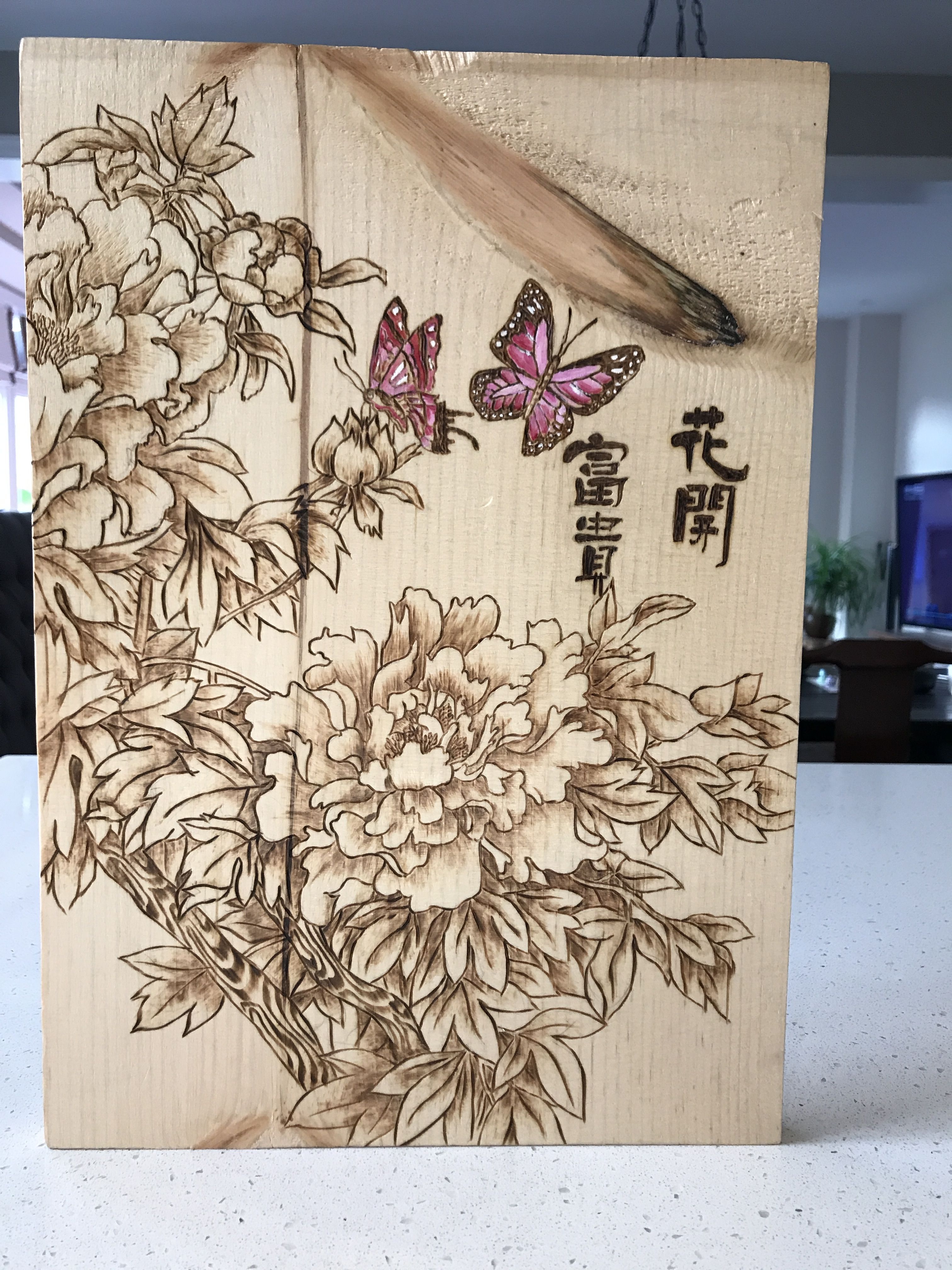 Пирография по дереву цветы