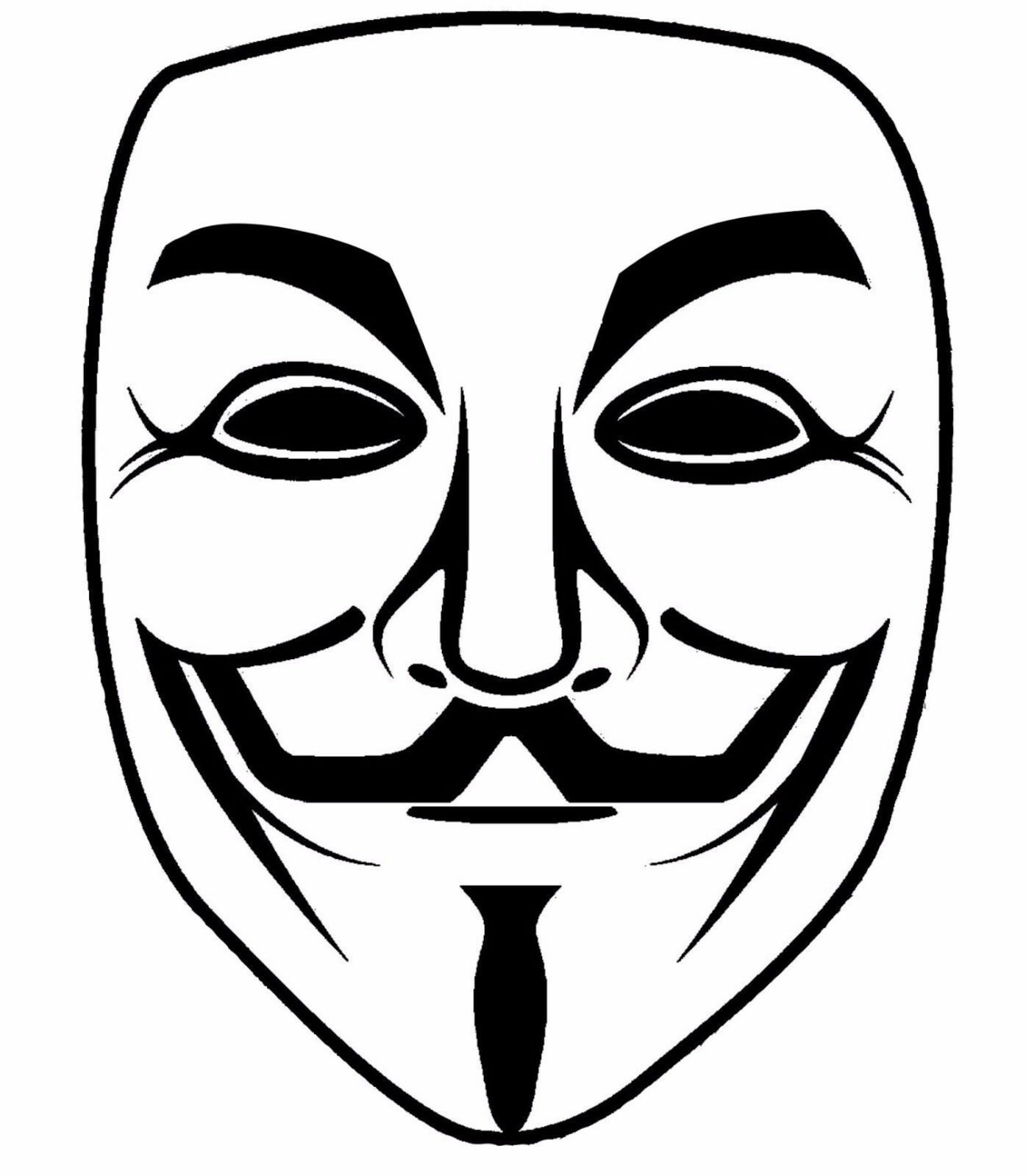 Распечатать картинку маску. Маска Анонимуса 2д. Маска Анонимуса вектор. Маска Анонимуса для срисовки. Черно-белая маска.