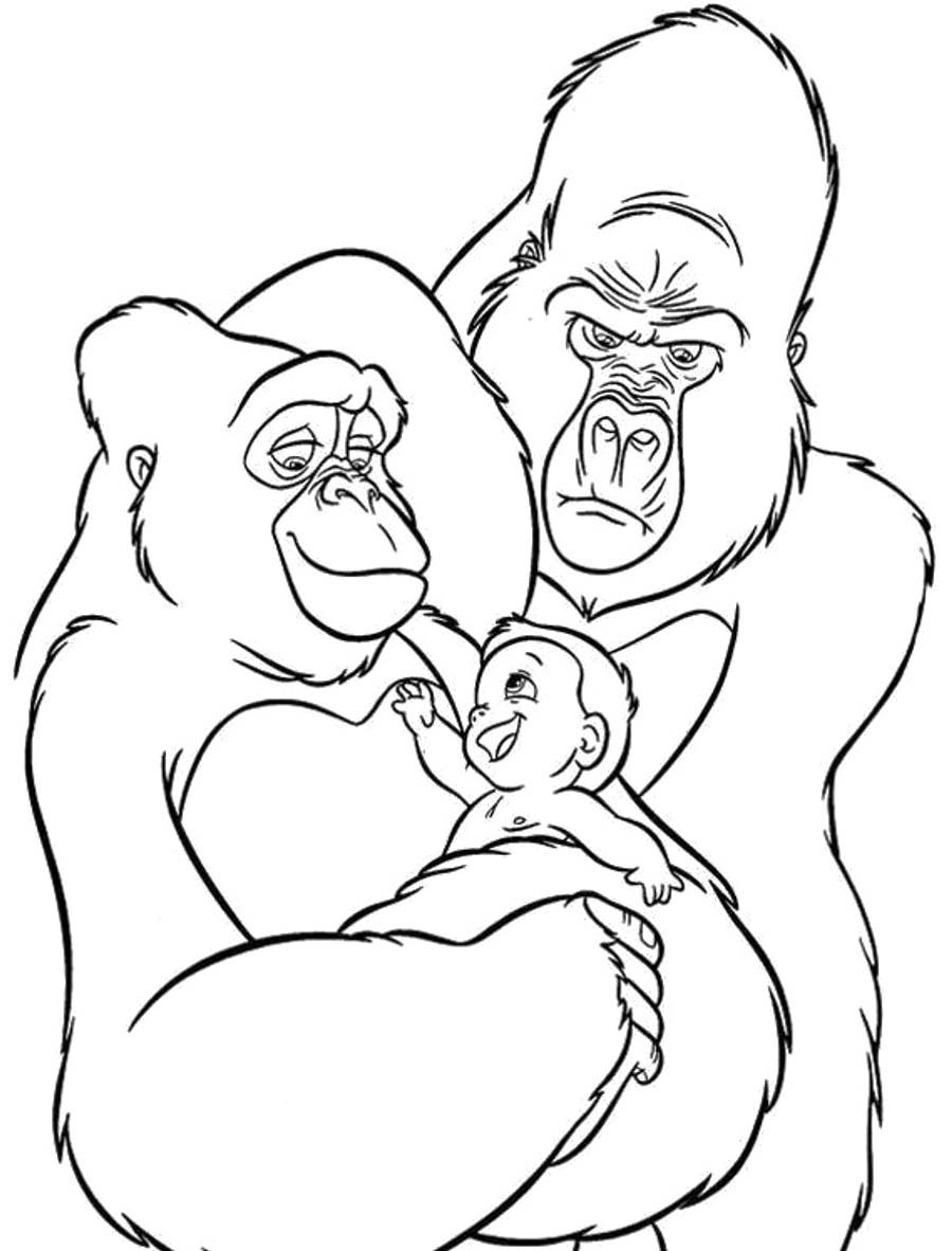 Раскраска горилла тарзан