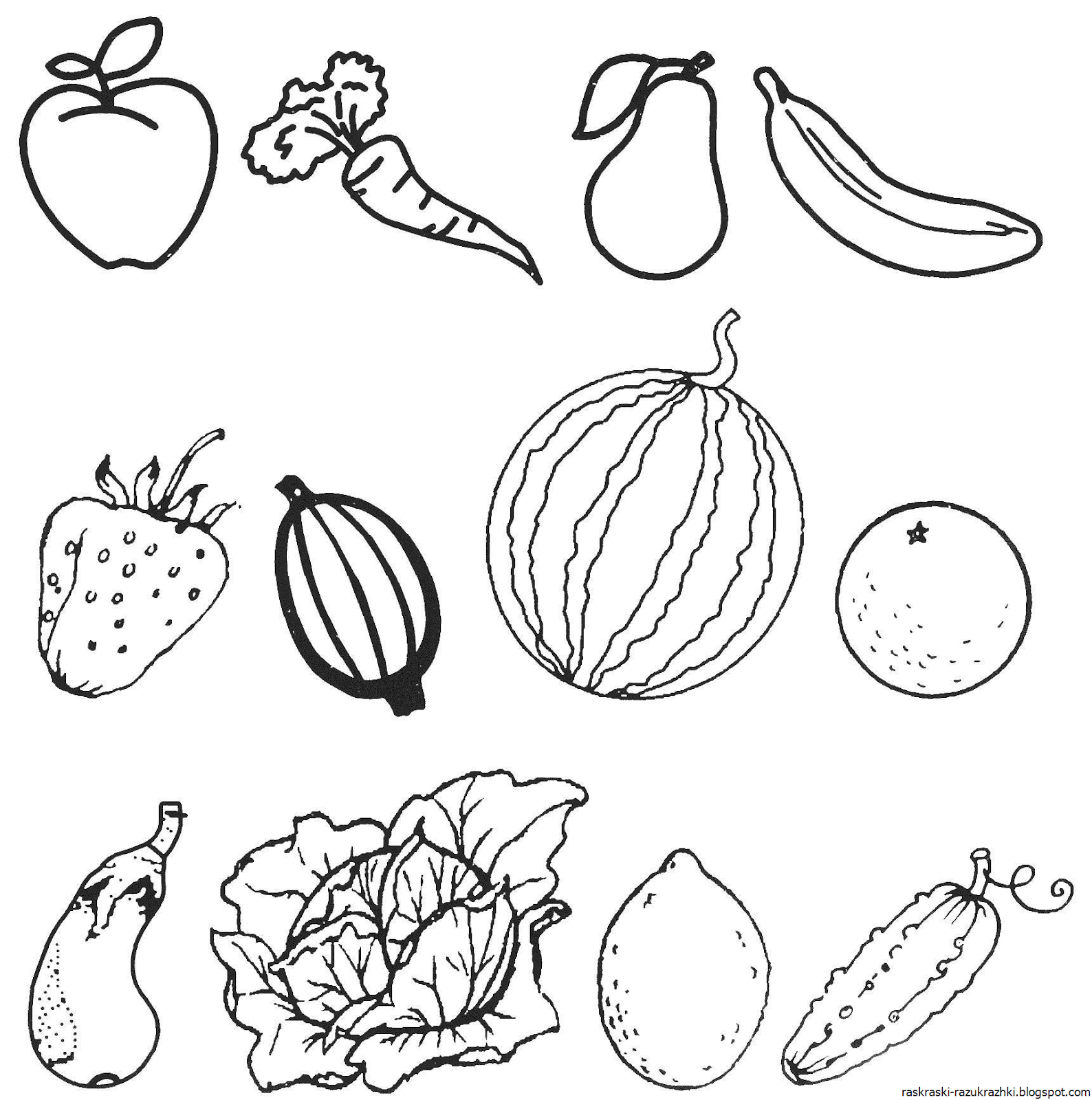 Польза раскрасок овощи и фрукты ресурса Childdevelop