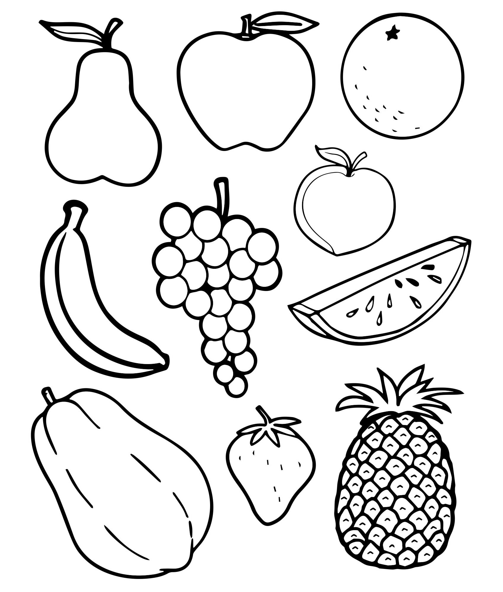 Раскраска фрукты (24 разукрашки)