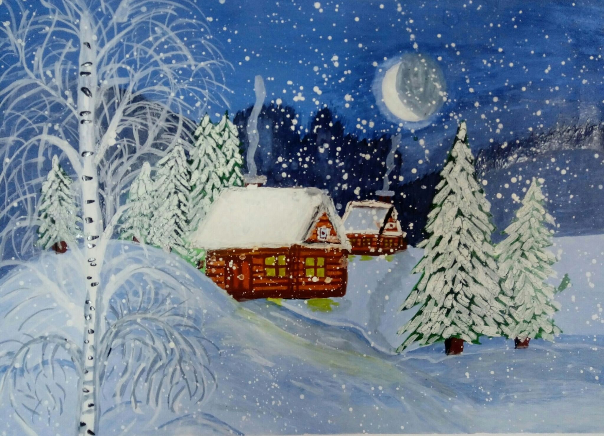 Рисование на зимнюю тему для дошкольников