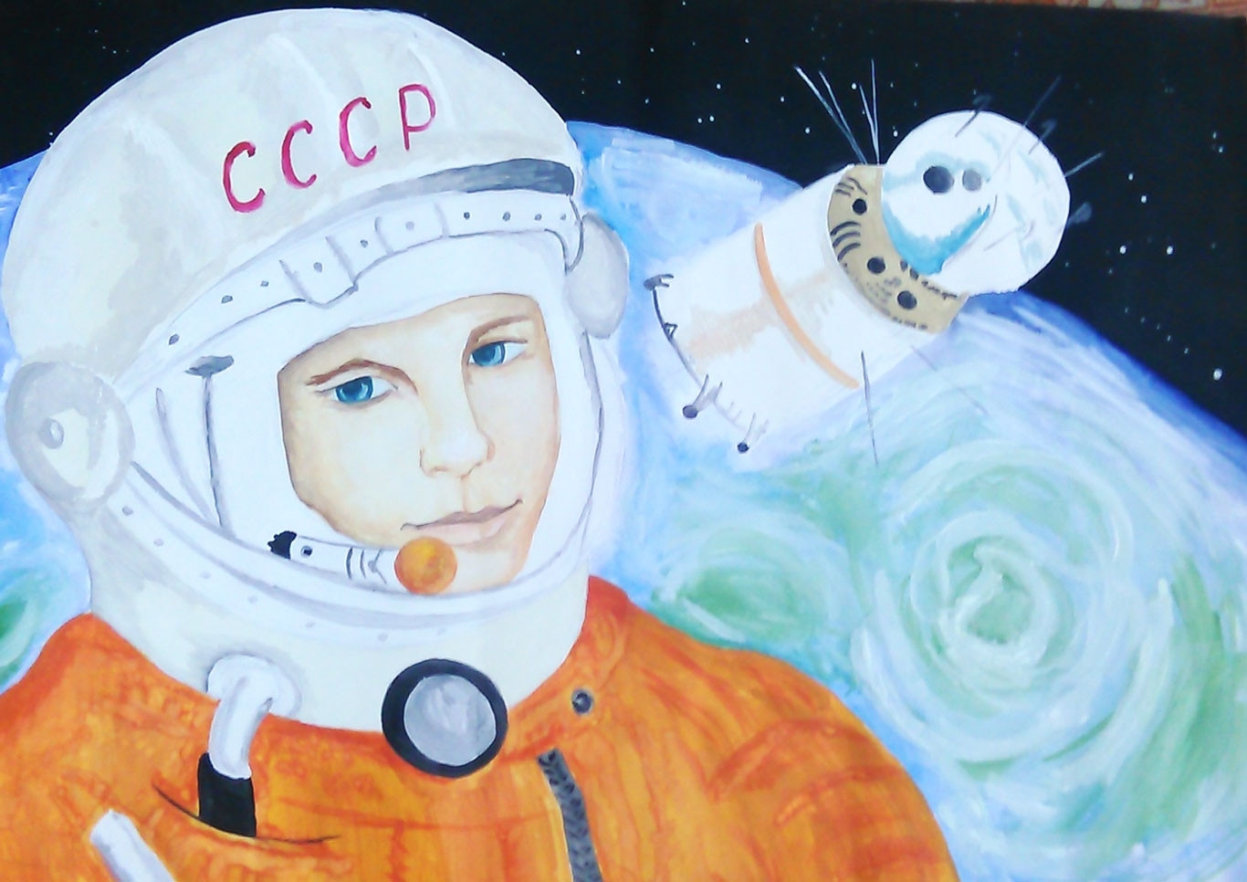 Рисунки про Гагарина и космос для детей
