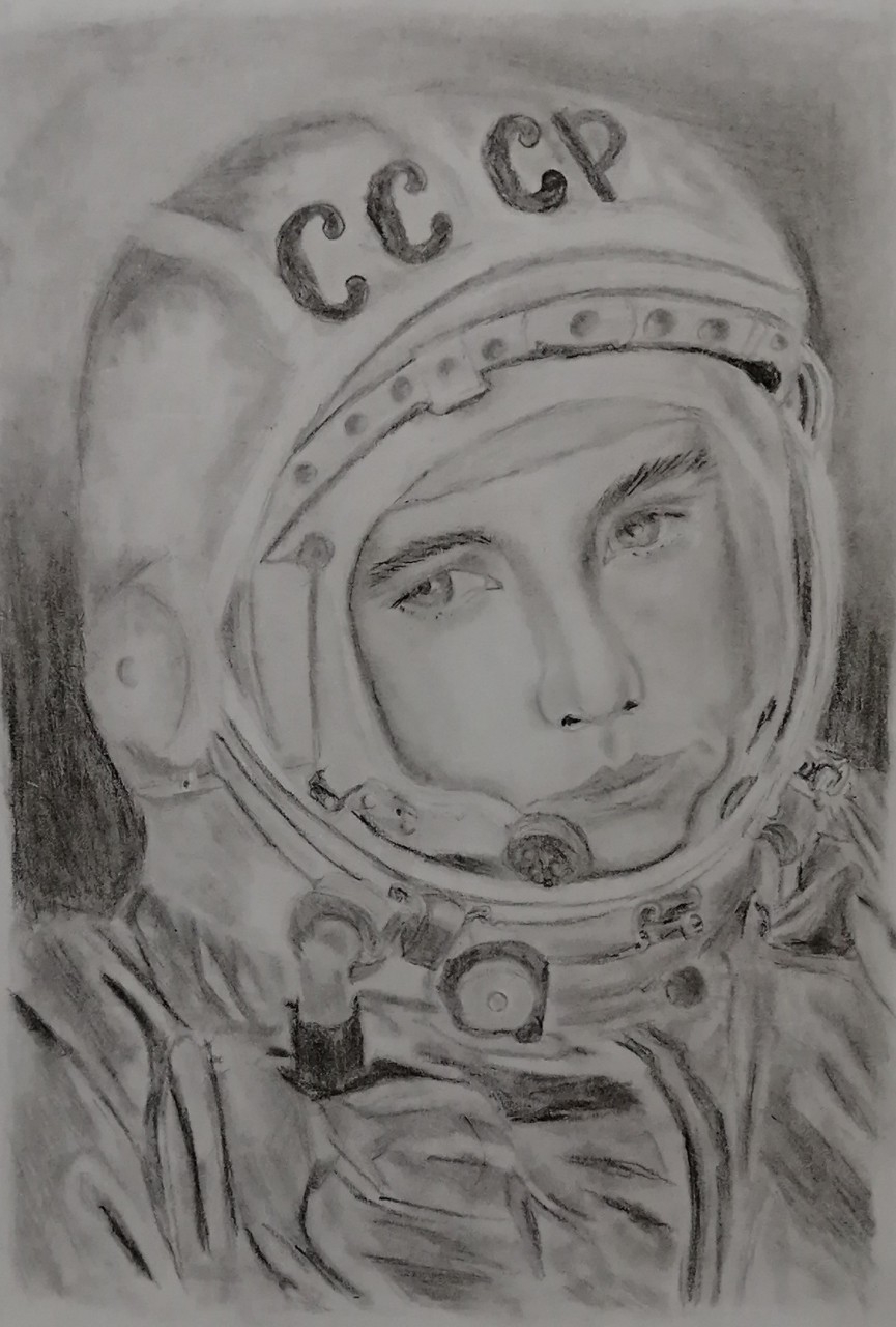 Детские годы гагарина рисунок. Рисунок Гагарина. Рисунок Гагарина в скафандре. Гагарин картинки день космонавтики.
