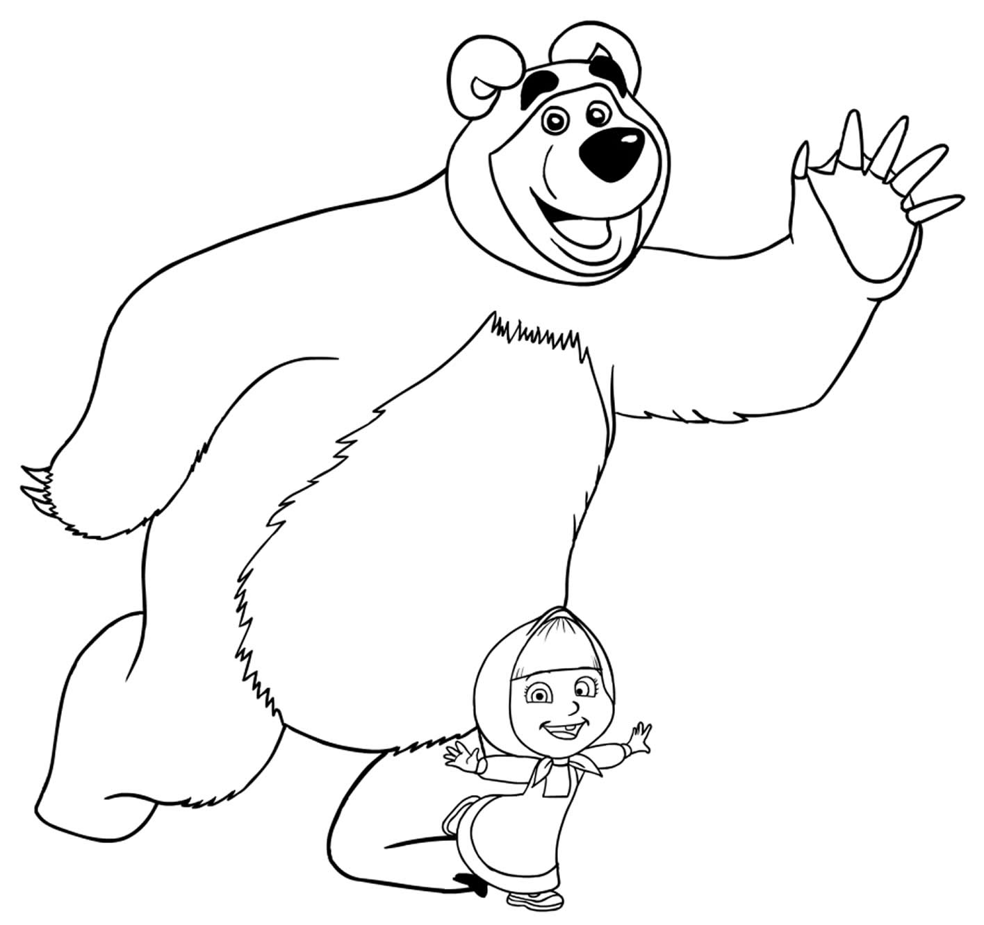Раскраска 4 года Маша и медведь