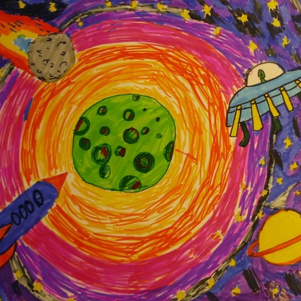 Рисунок космос глазами детей в детском саду