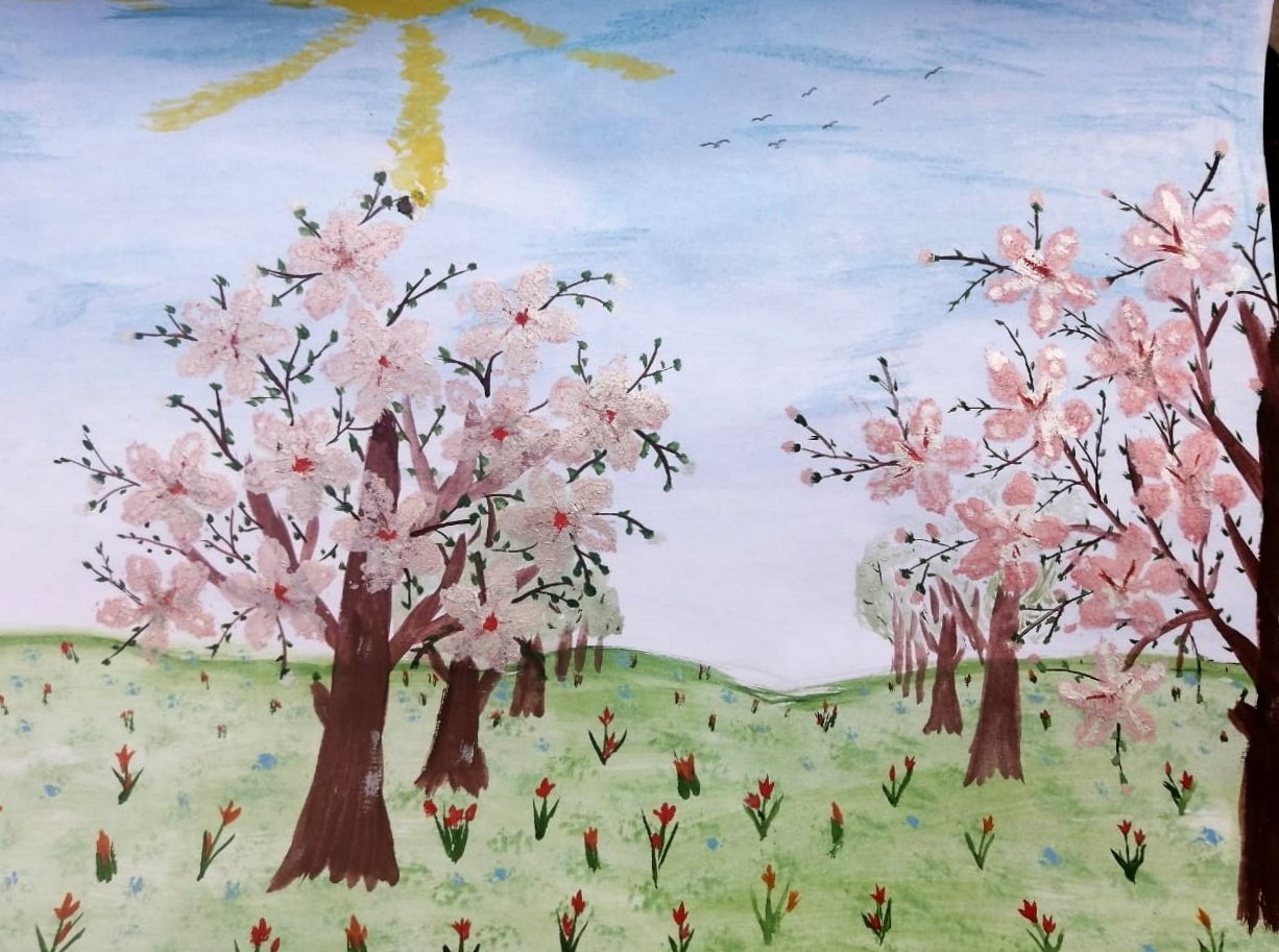 Урок весенний пейзаж 2 класс. Весенние рисунки. Весенний пейзаж детский.