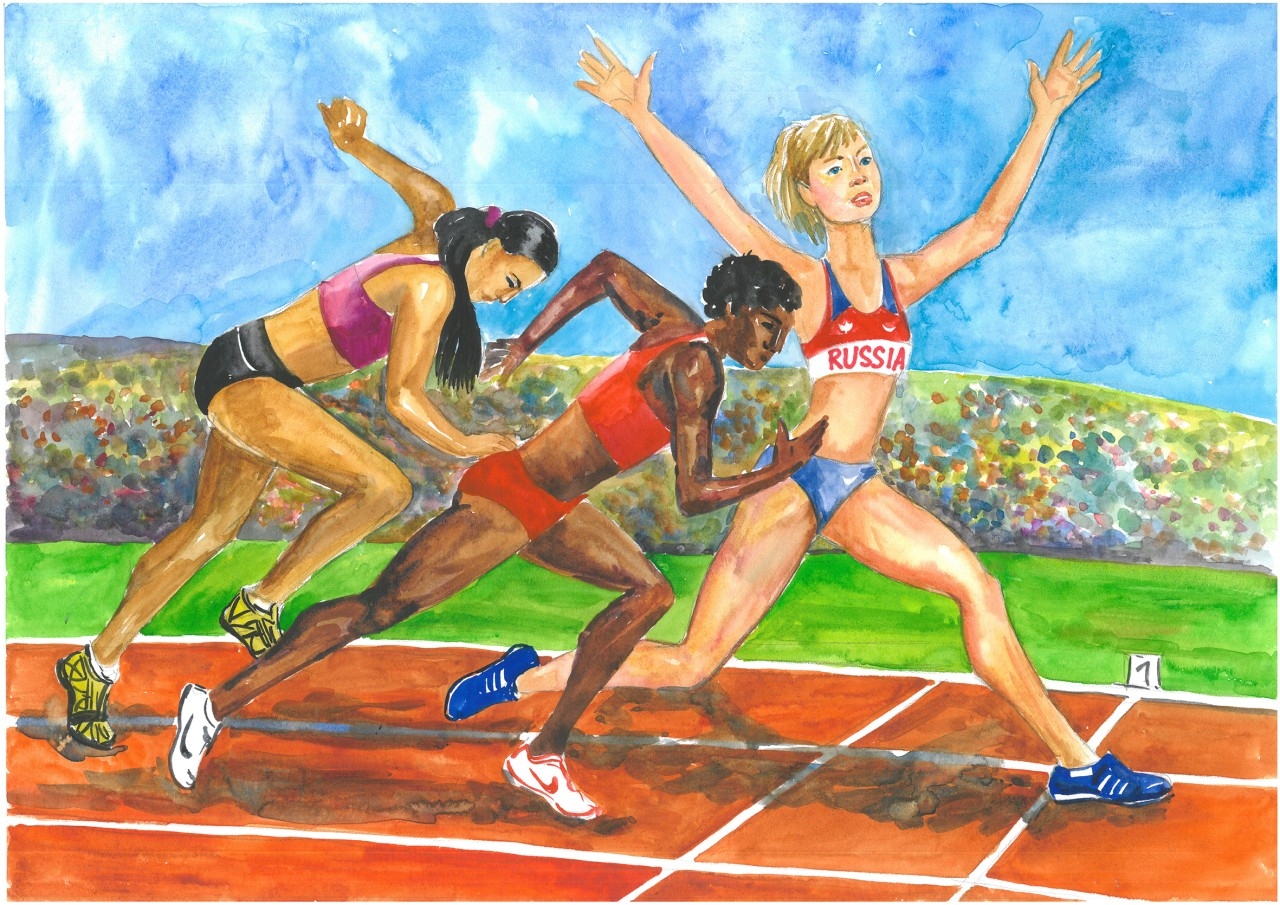 Спортивная Россия рисунок карандашом лёгкая атлетика
