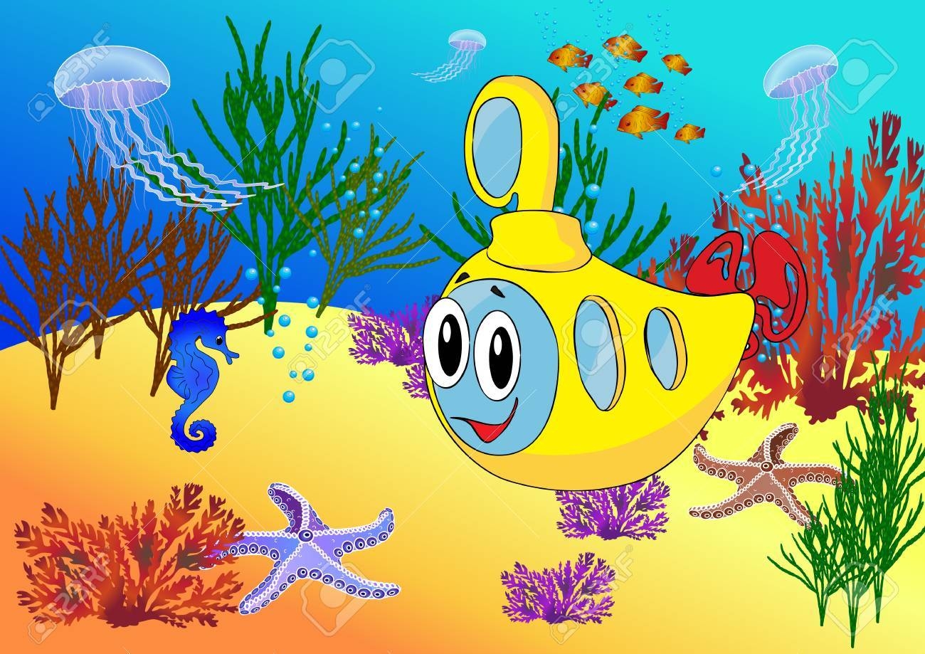 Рисунок на тему подводный мир подводные лодки