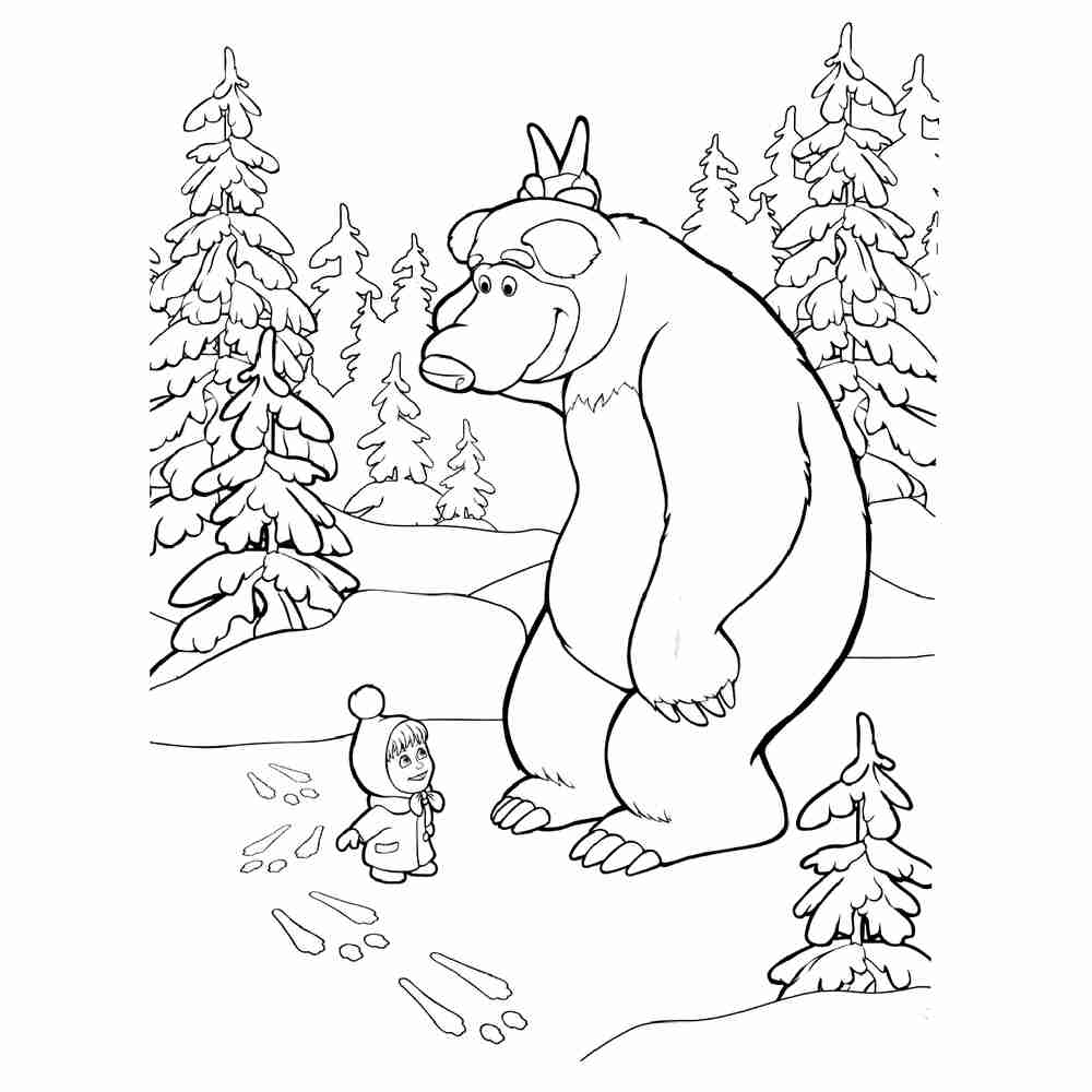 Раскраски Медведь из мультика маша и медведь (39 шт.) - скачать или распечатать бесплатно #