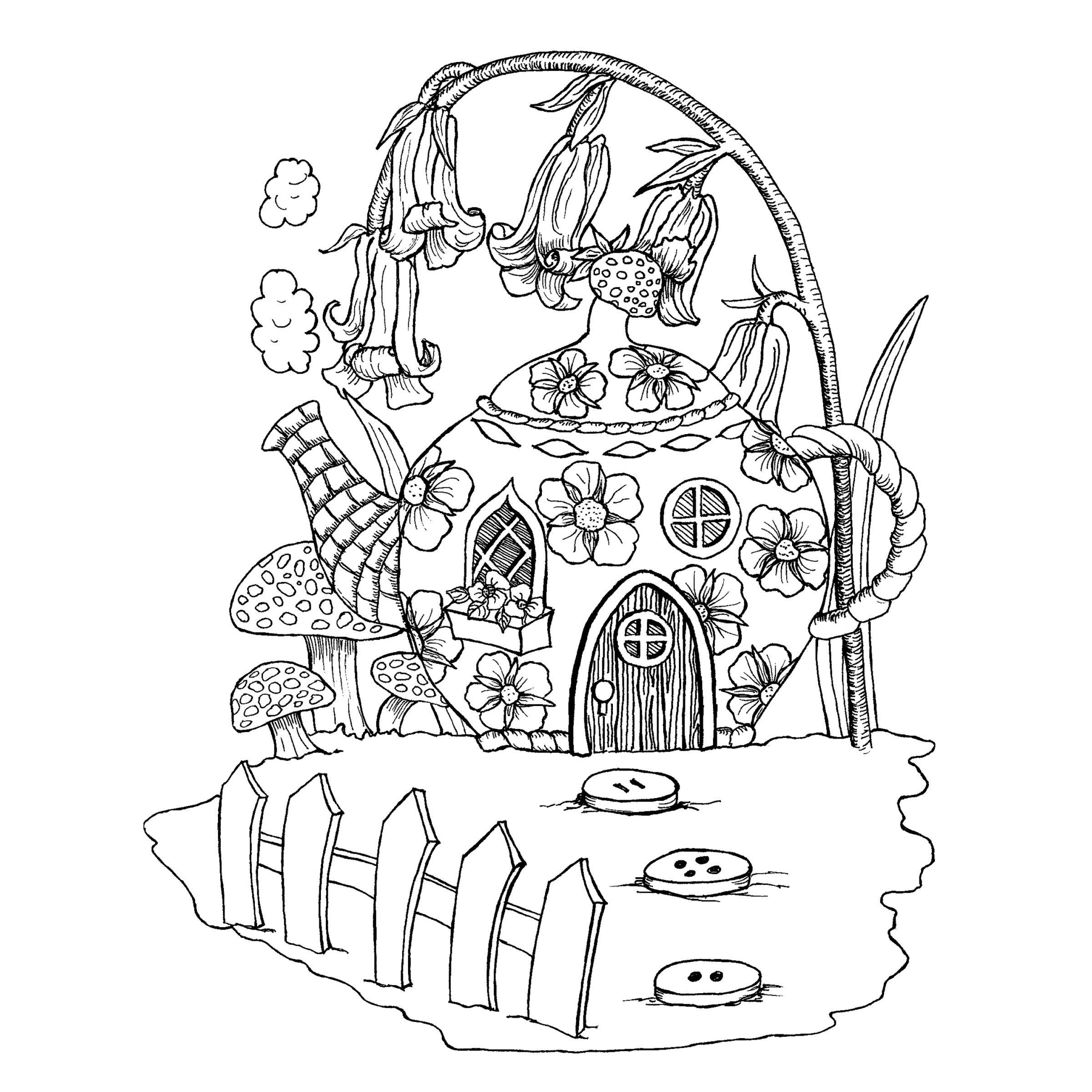 Раскраска сказочный домик для феи
