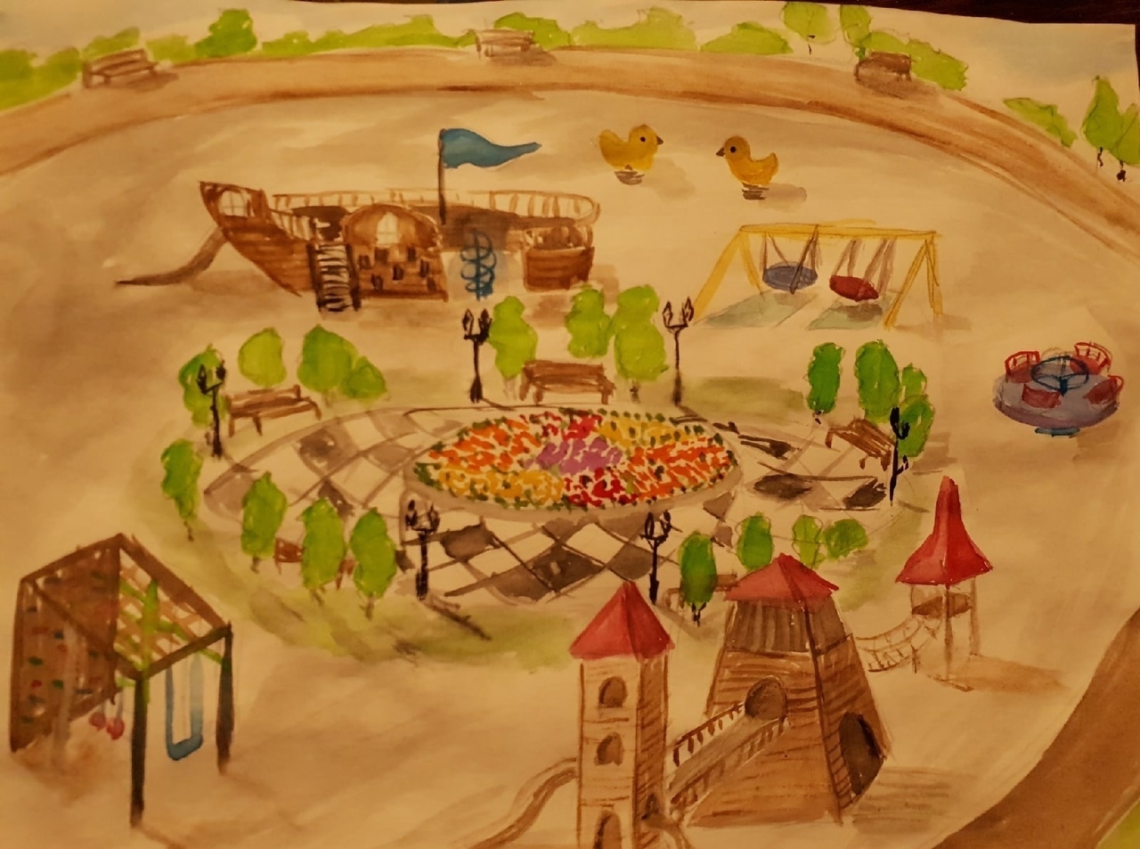 Рисунок детская площадка