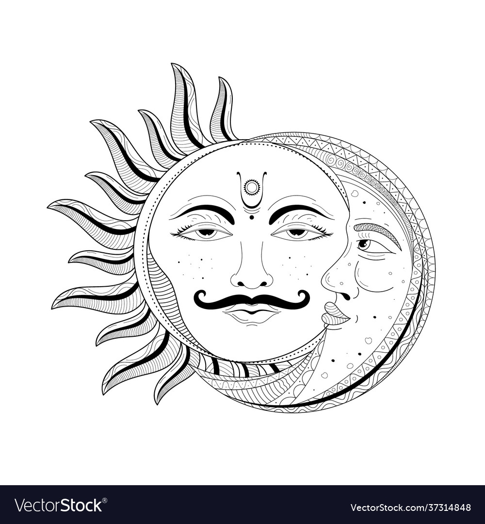 Солнце и Луна с лицами