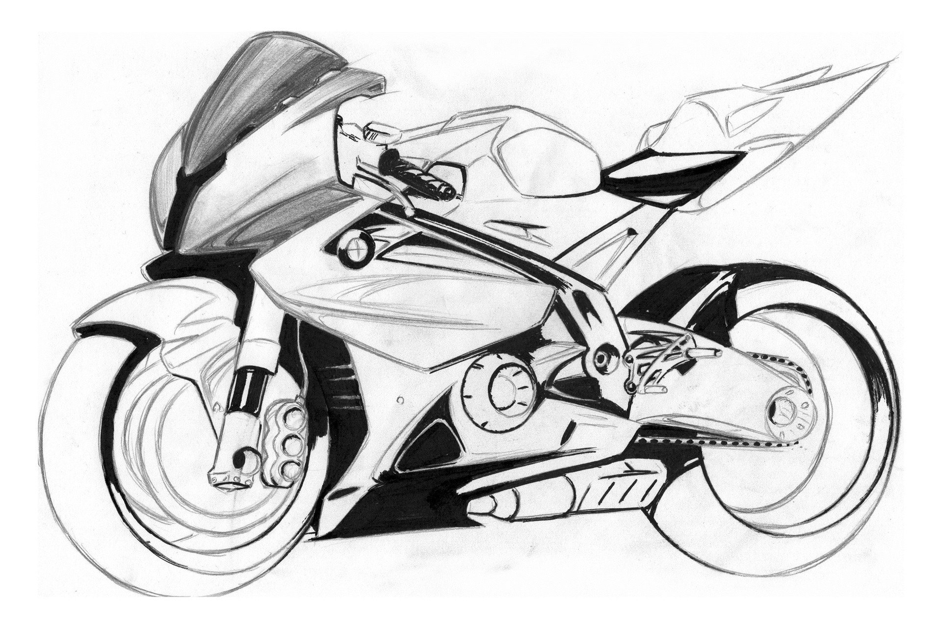 Мотоцикл для срисовки легкие - 60 фото