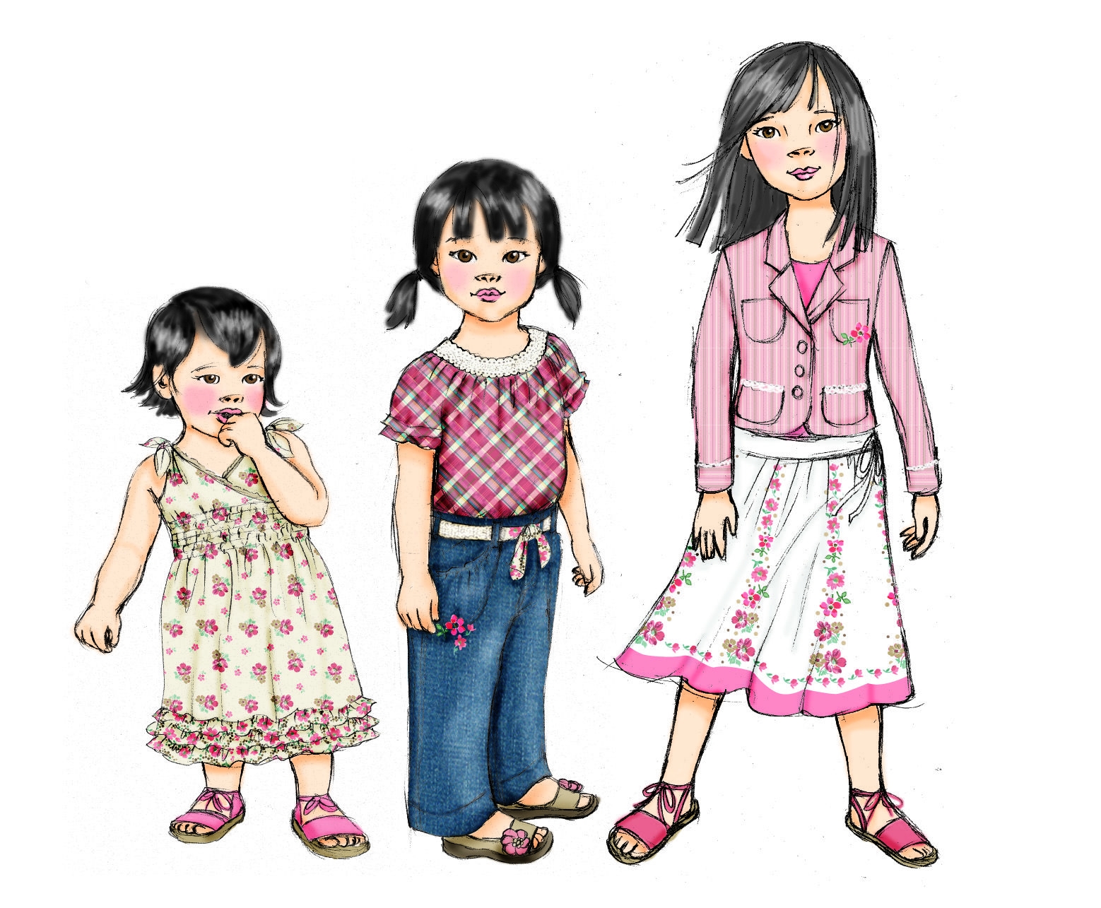 Зарисовки детской одежды цветные