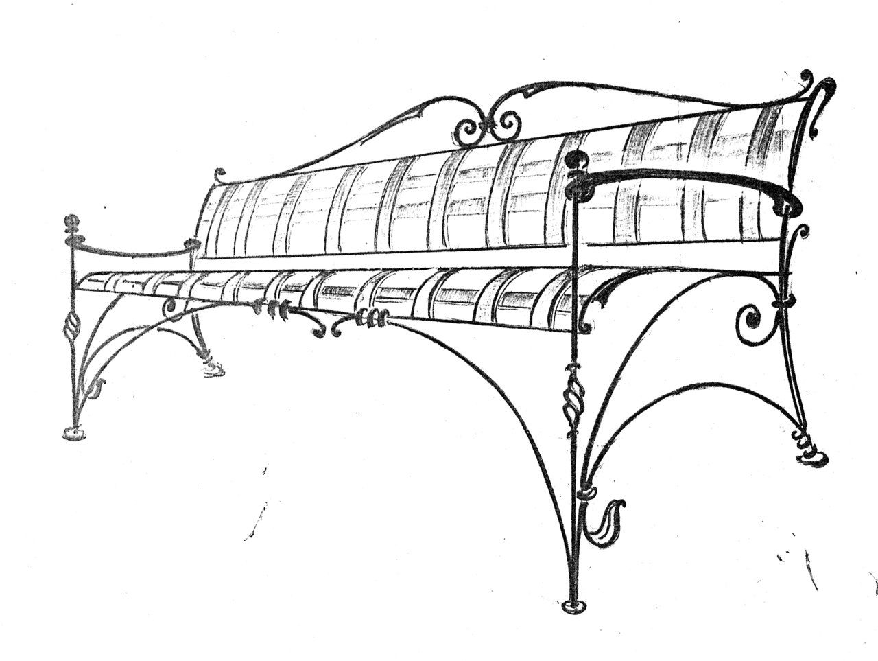 Кованые скамейки фото рисунки эскизы