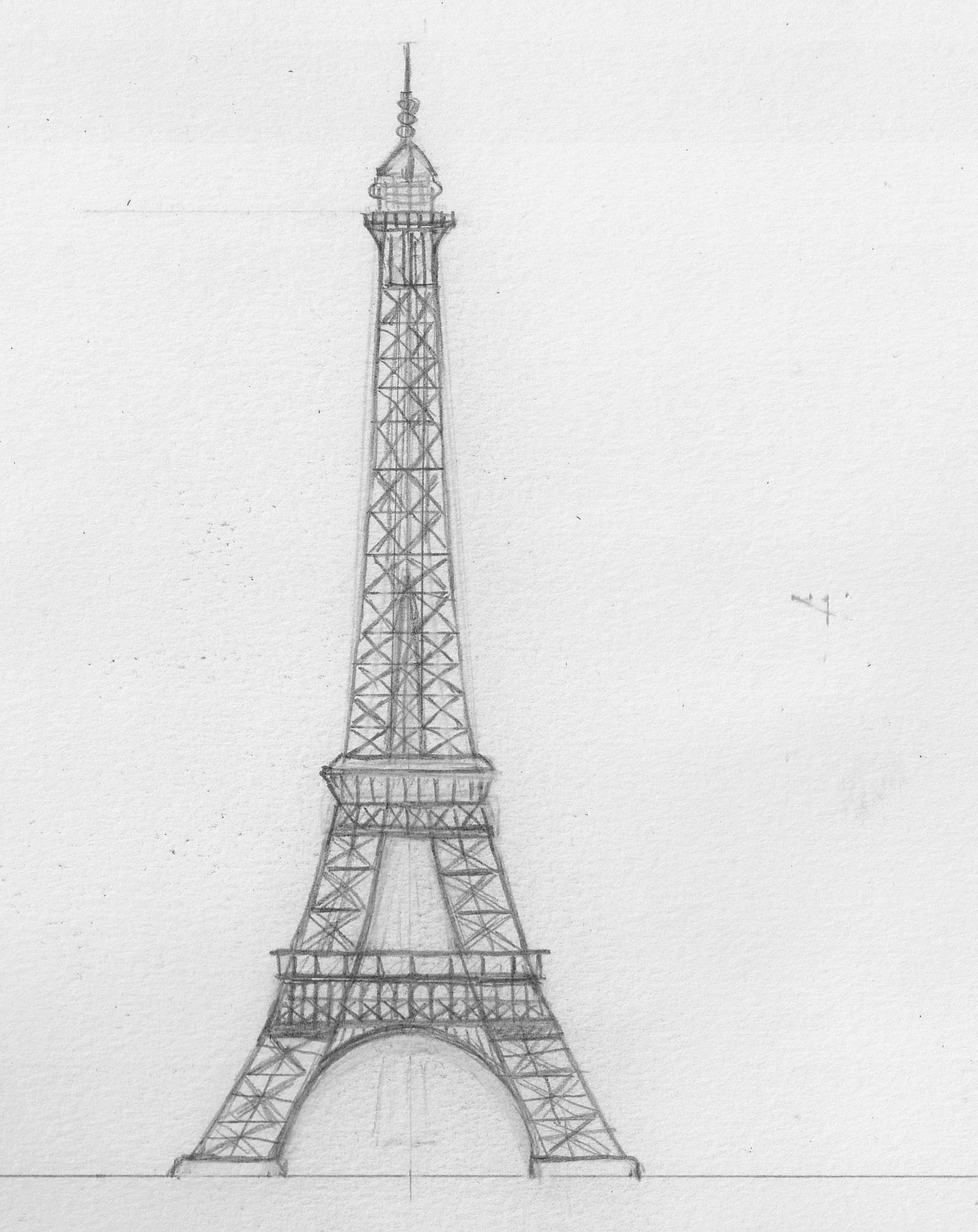 Как нарисовать осенний Париж. Как нарисовать осень в Париже. Как нарисовать Эйфелеву башню.