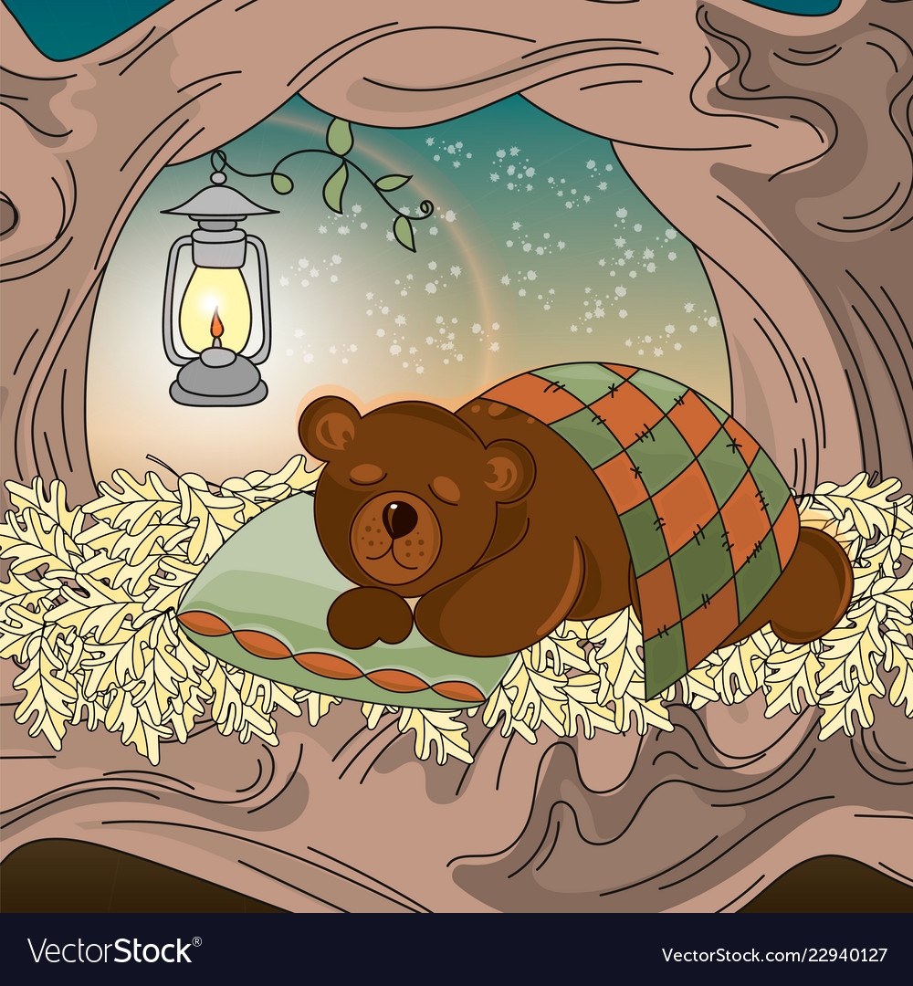 Медведь в берлоге иллюстрация