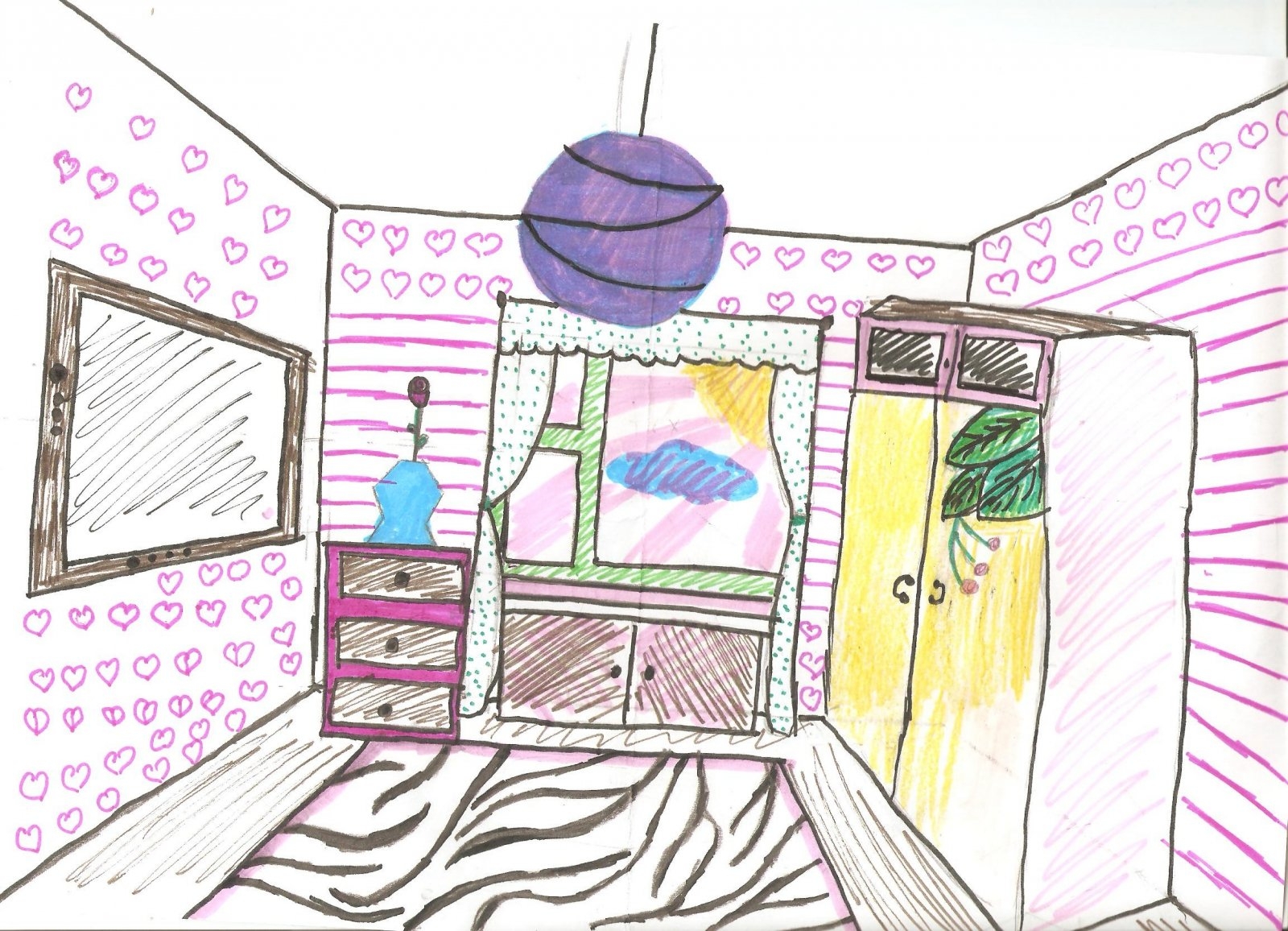 Рисунок моя комната карандашом для детей
