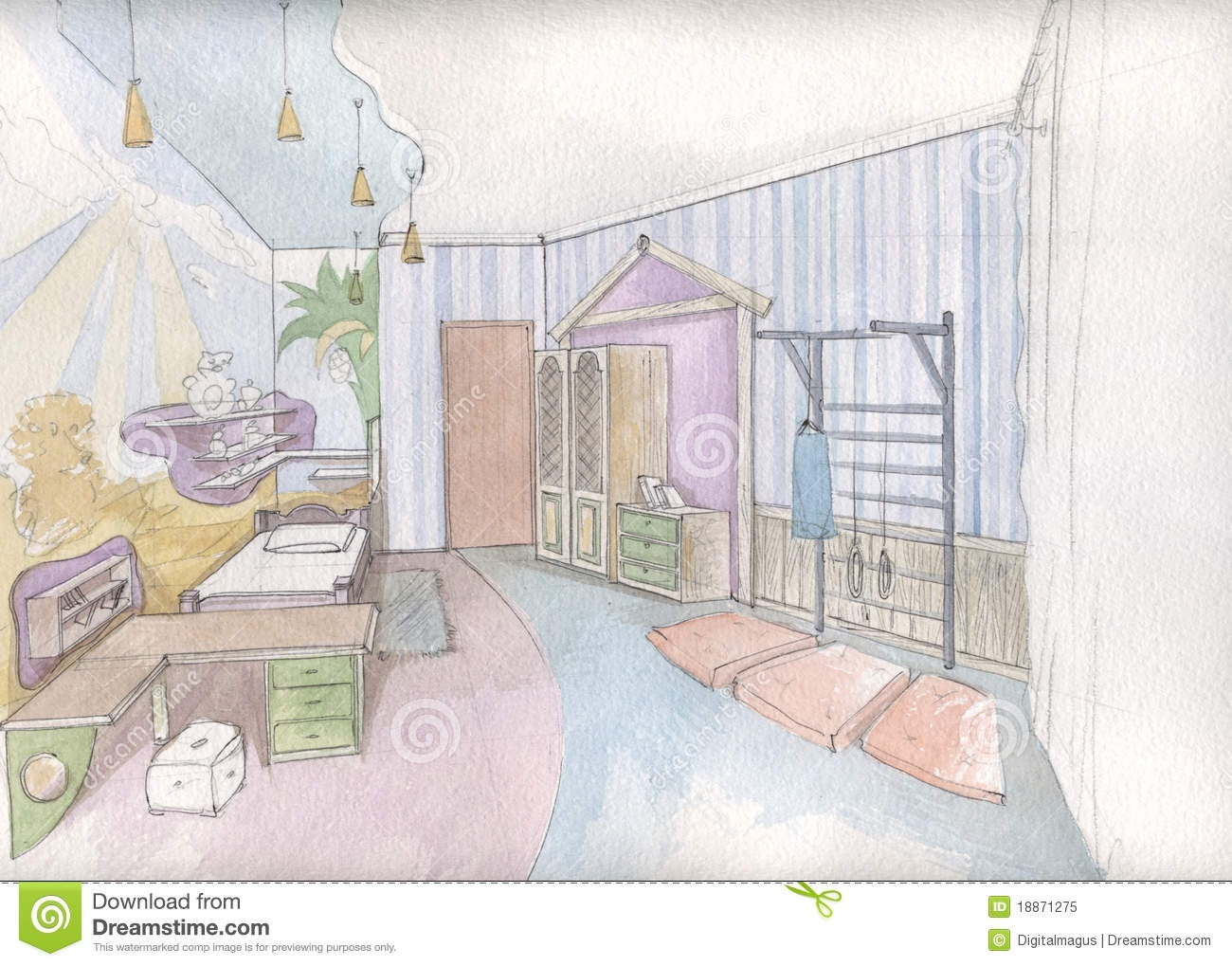 Рисунок комната моей мечты для мальчиков
